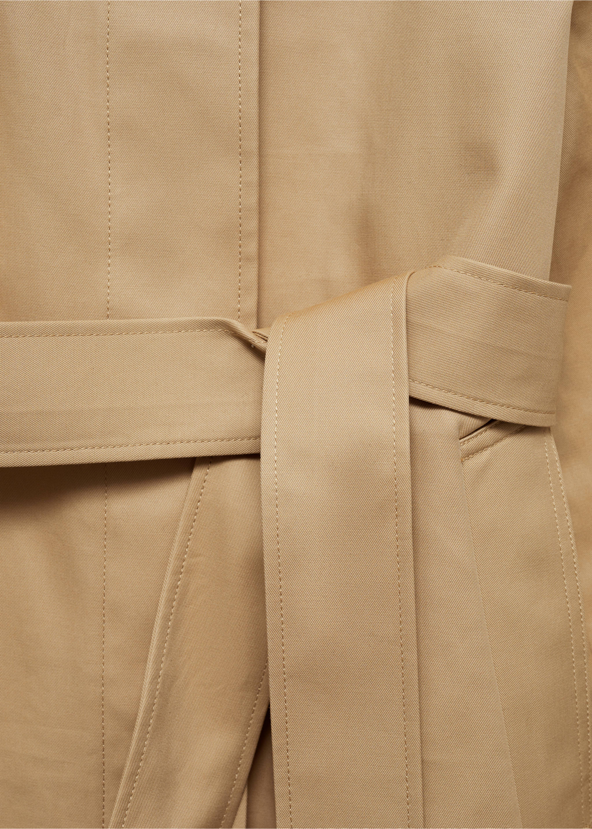 Cotton trench coat with belt - Details of the article 0, Medium Brown. Ref: 77095632-00.
