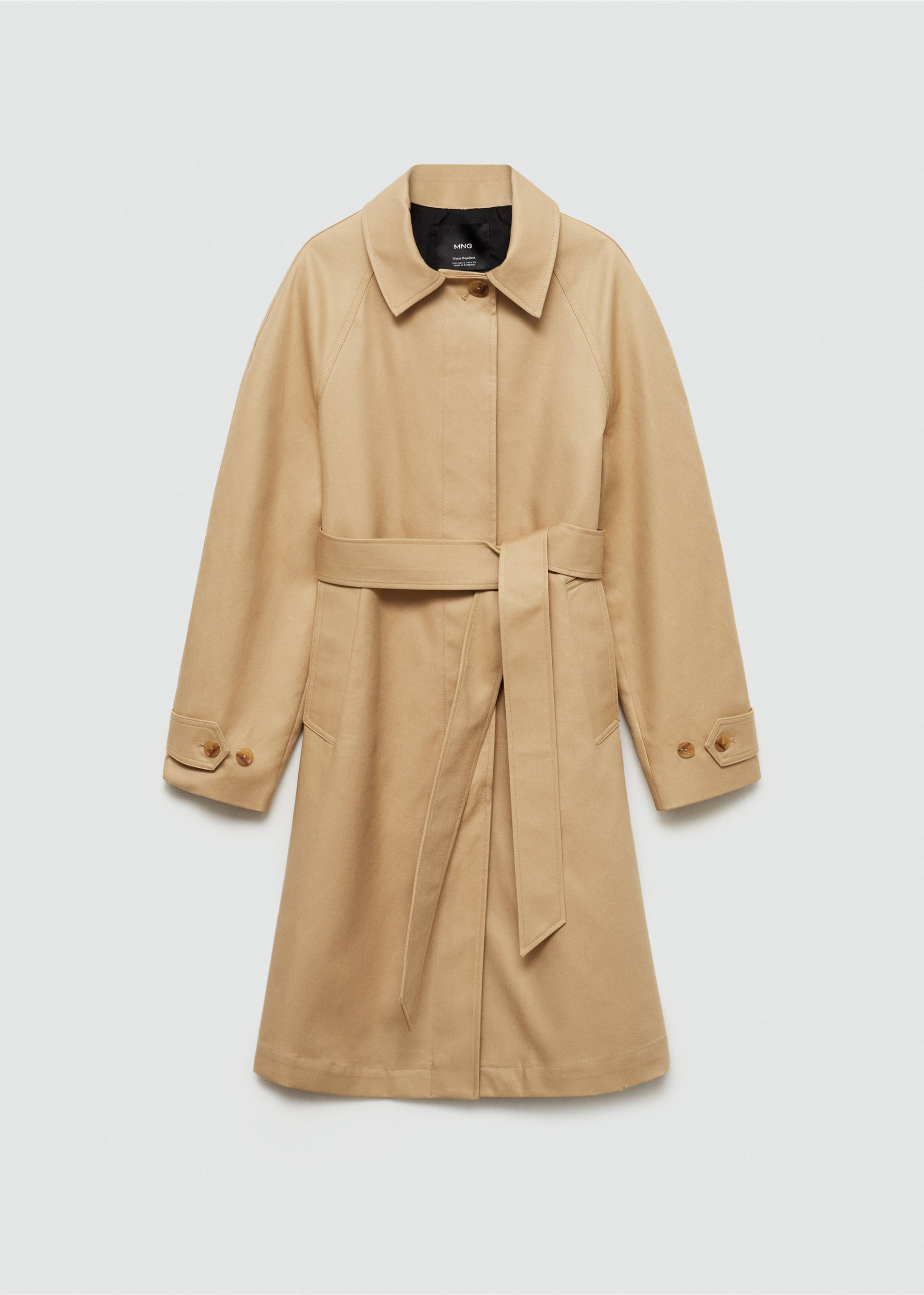 Cotton trench coat with belt - Article without model, Medium Brown. Ref: 77095632-00.