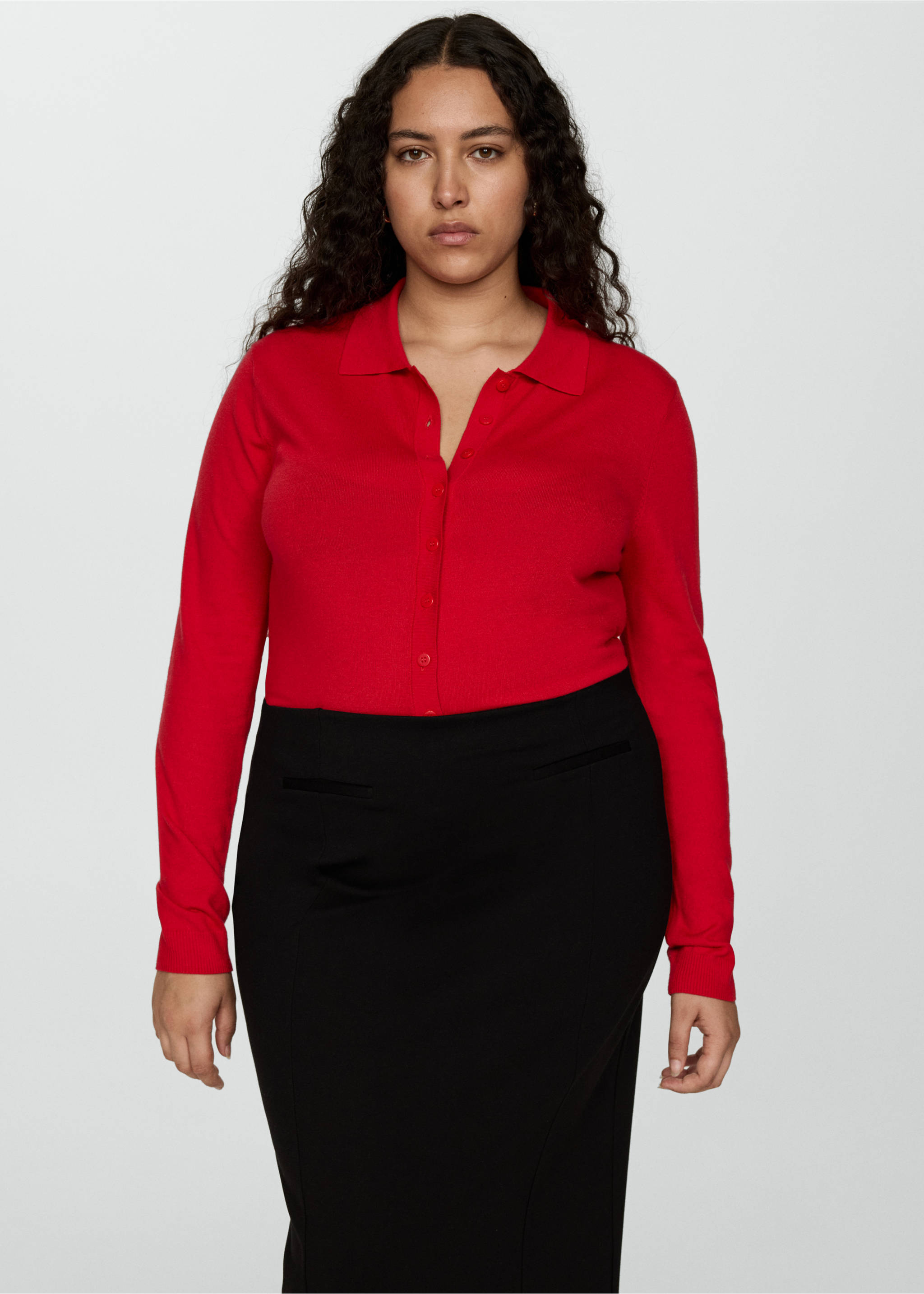 Long pencil skirt - Details of the article 5, Black. Ref: 77095635-00.