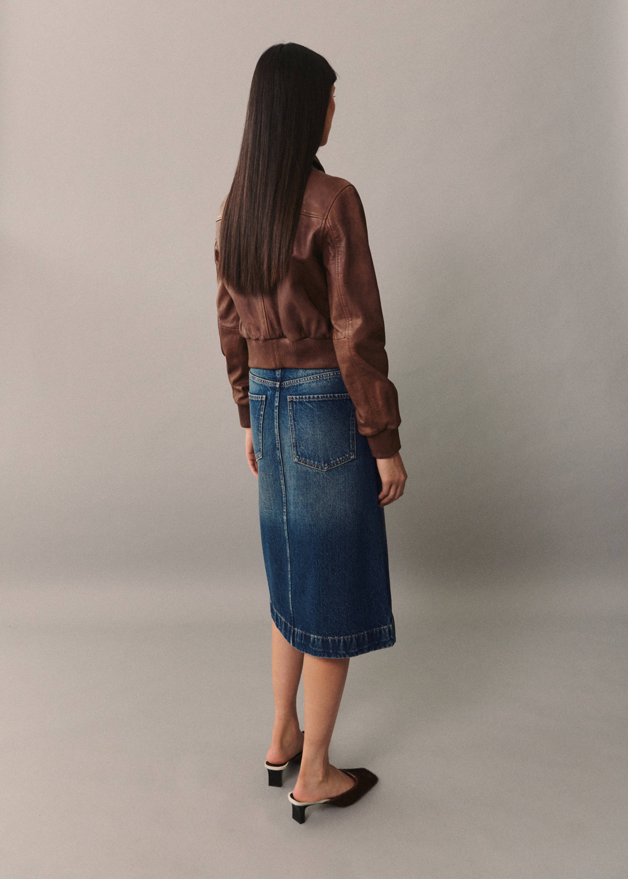 Denim midi-skirt - Reverse of the article