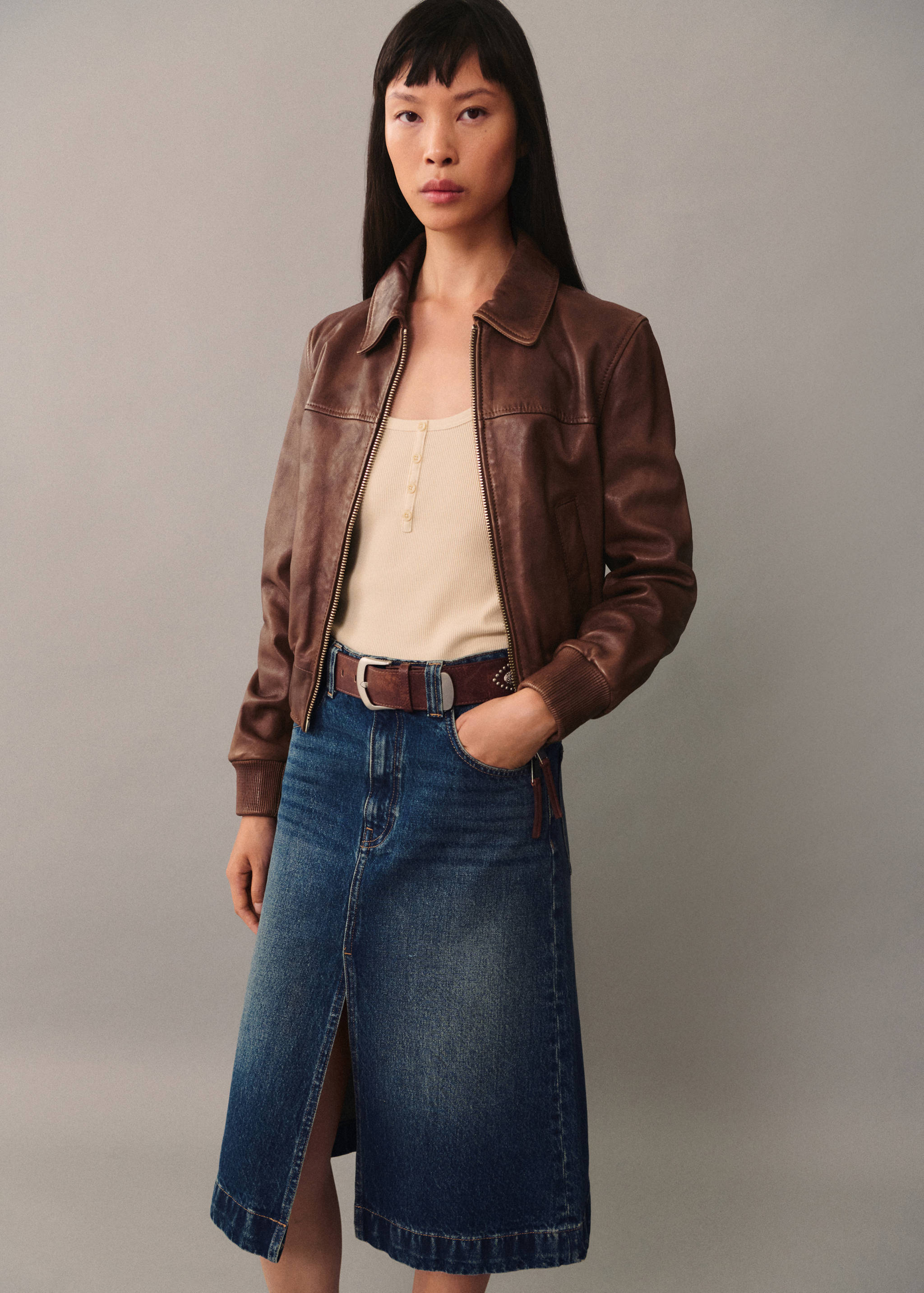 Denim midi-skirt - Details of the article 1