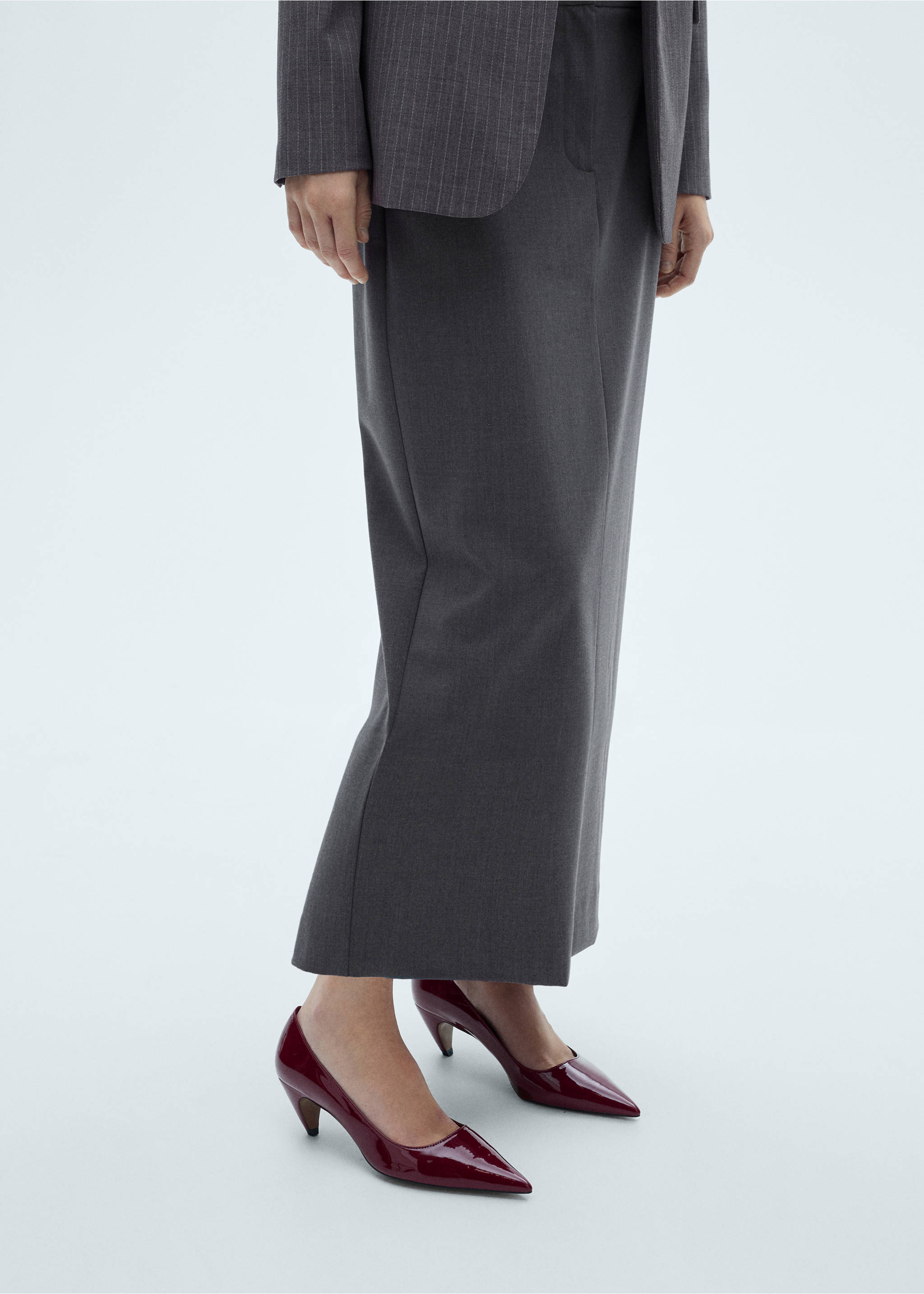 Falda larga lápiz abertura - Plano medio, Gris. Ref: 77095647-00.