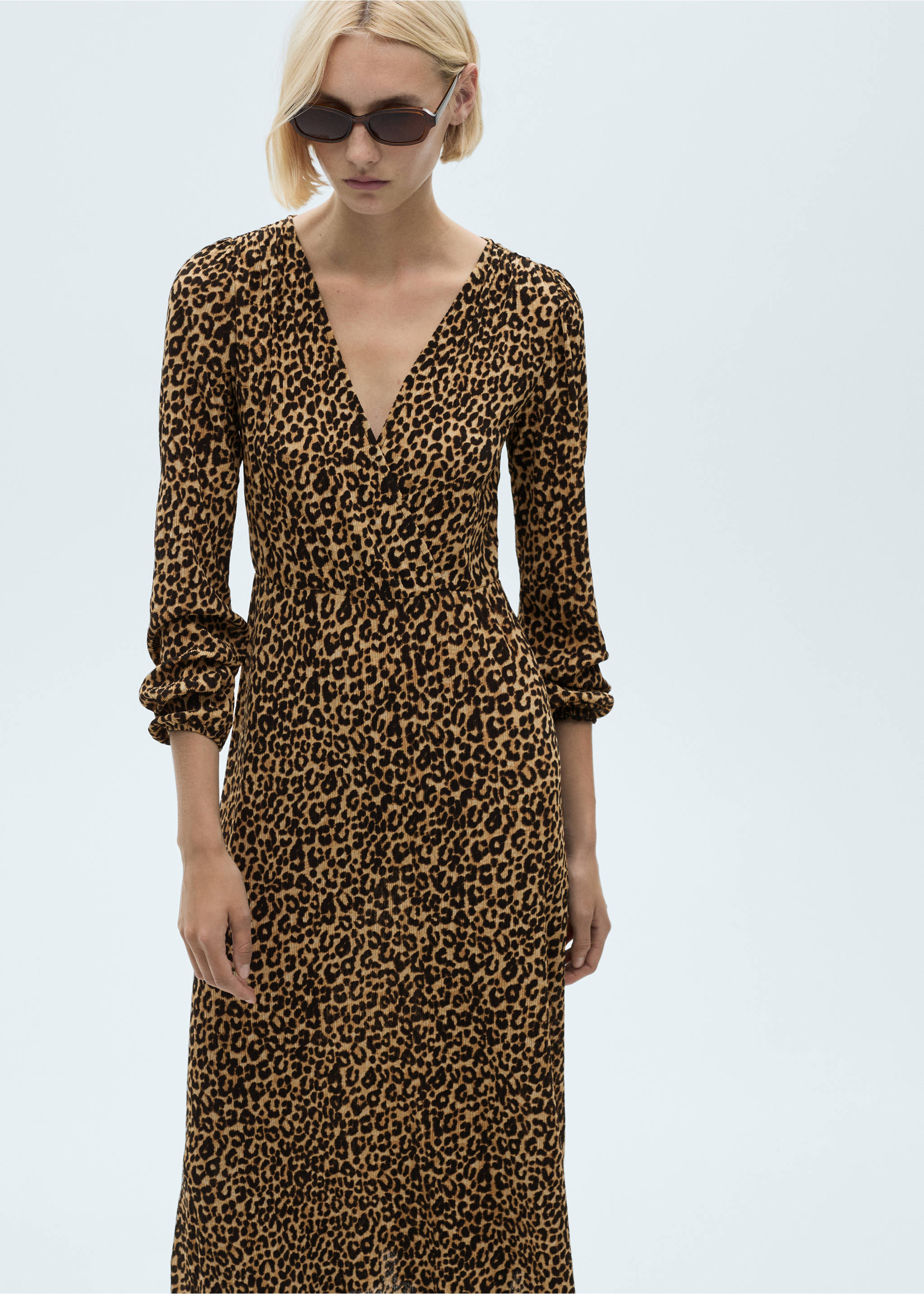 Leopard-print long dress - Medium plane, Brown. Ref: 77095648-00.