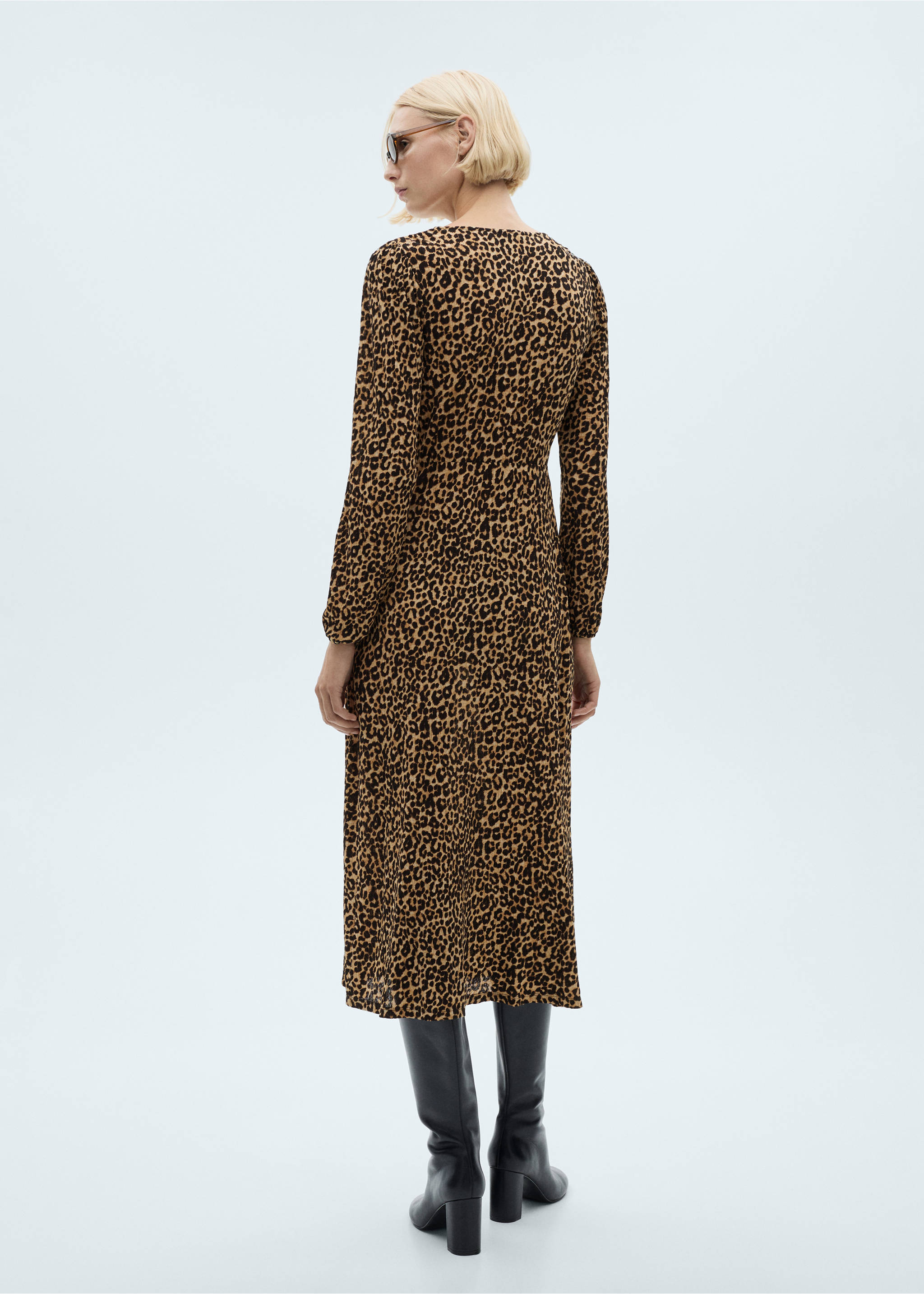 Leopard-print long dress - Reverse of the article, Brown. Ref: 77095648-00.
