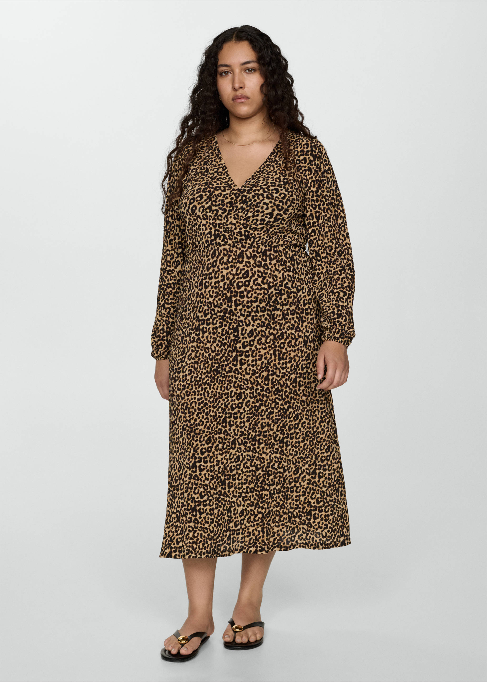 Leopard-print long dress - Details of the article 3, Brown. Ref: 77095648-00.