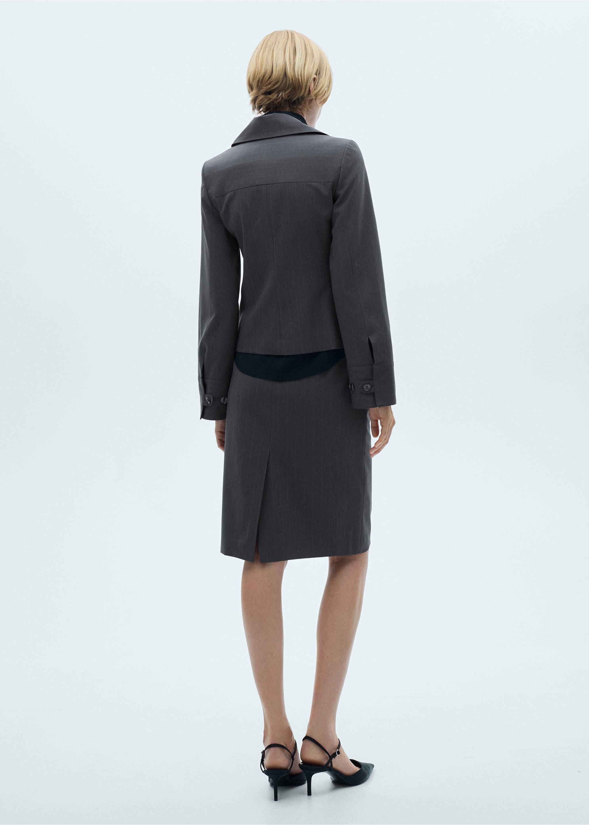 Pinstripe pencil skirt - Reverse of the article, Grey. Ref: 77095649-00.