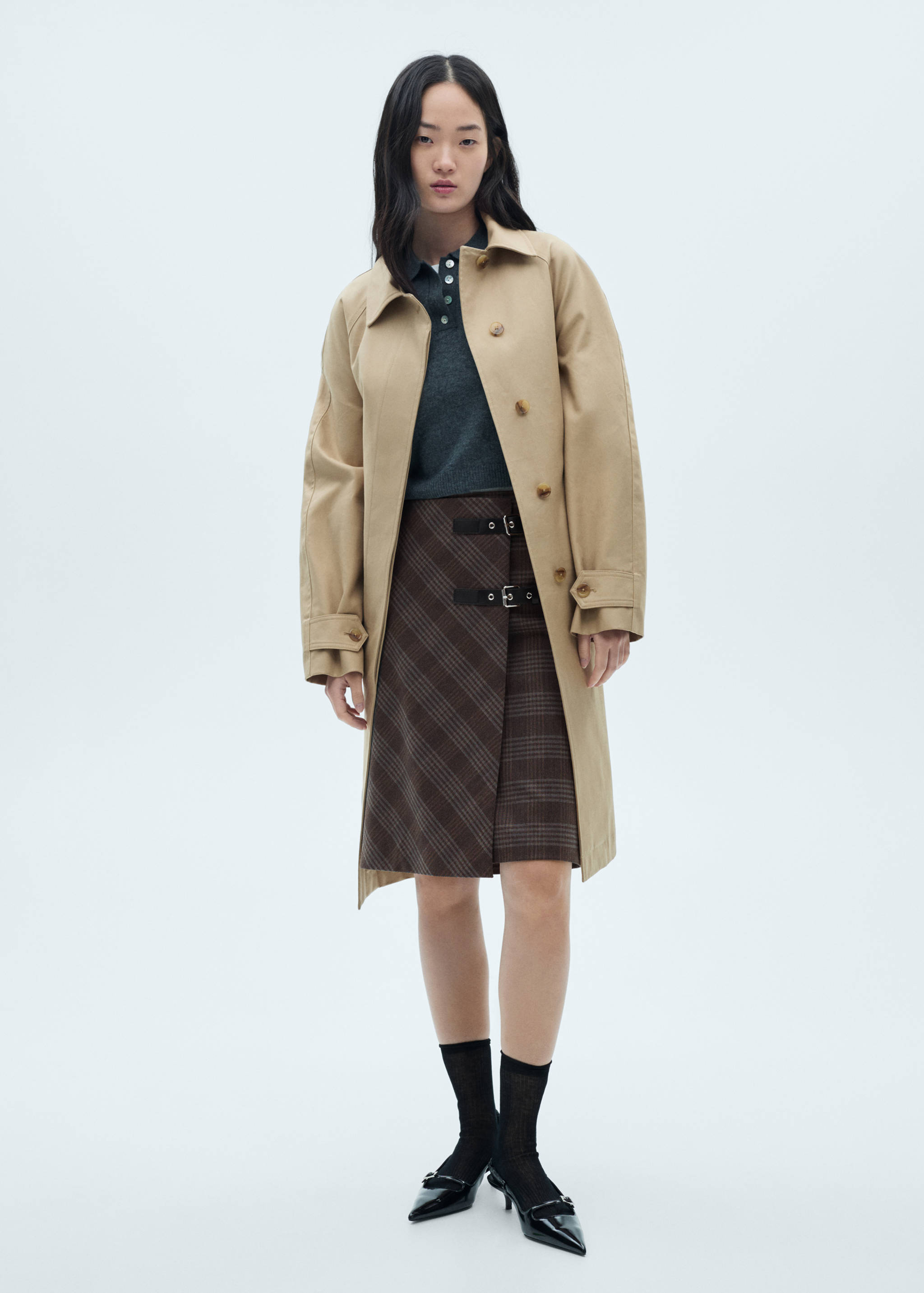 Rutig kjol dubbelt skärp - Allmän bild