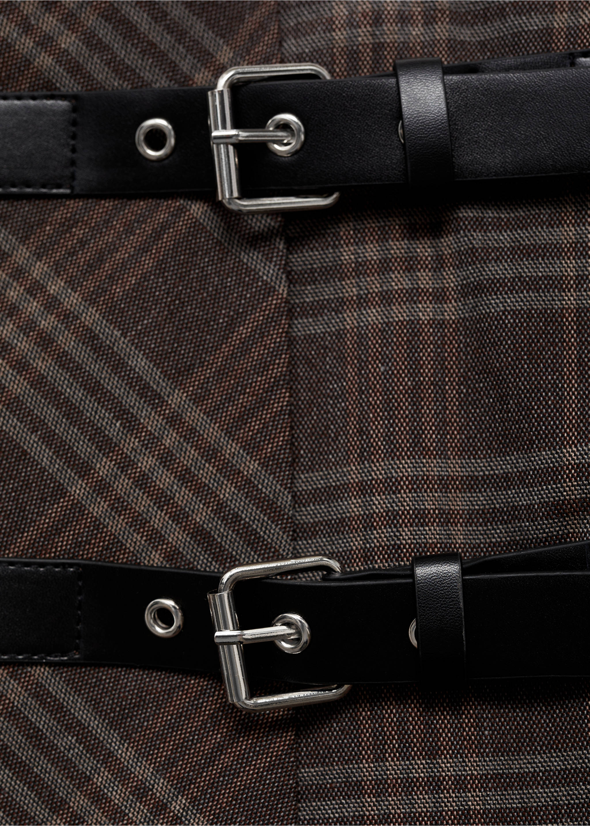 Rutig kjol dubbelt skärp - Detaljer om artikeln 8, Grå. Ref: 77095651-00.