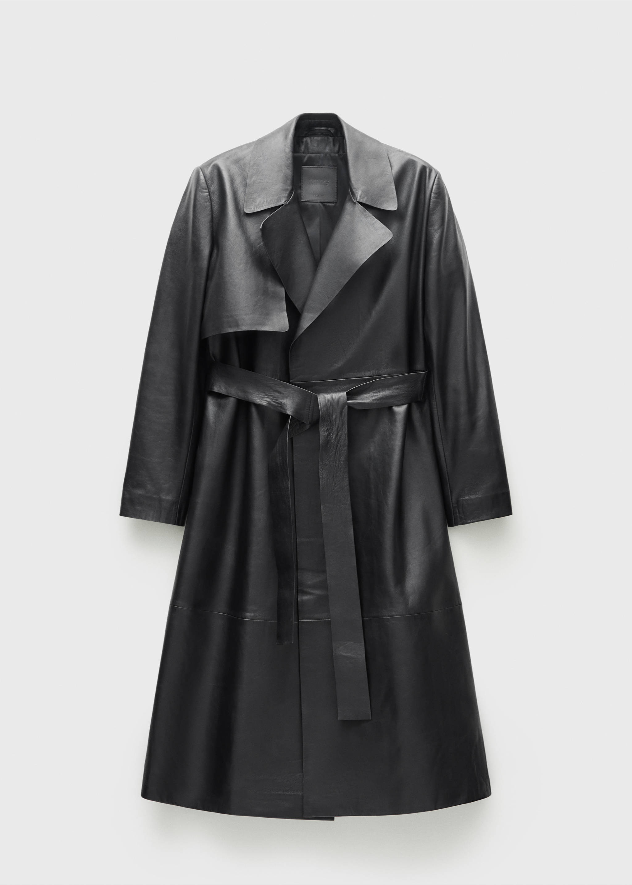 Leather trench coat with belt - Article without model, Black. Ref: 77095655-00.