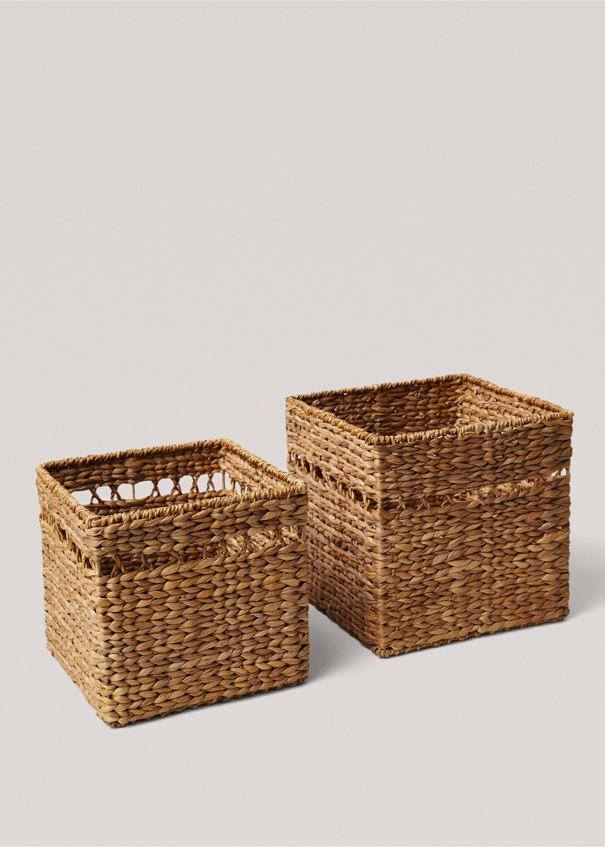 Square basket 32x32cm - Details of the article 3, Brown. Ref: 77095656-00.