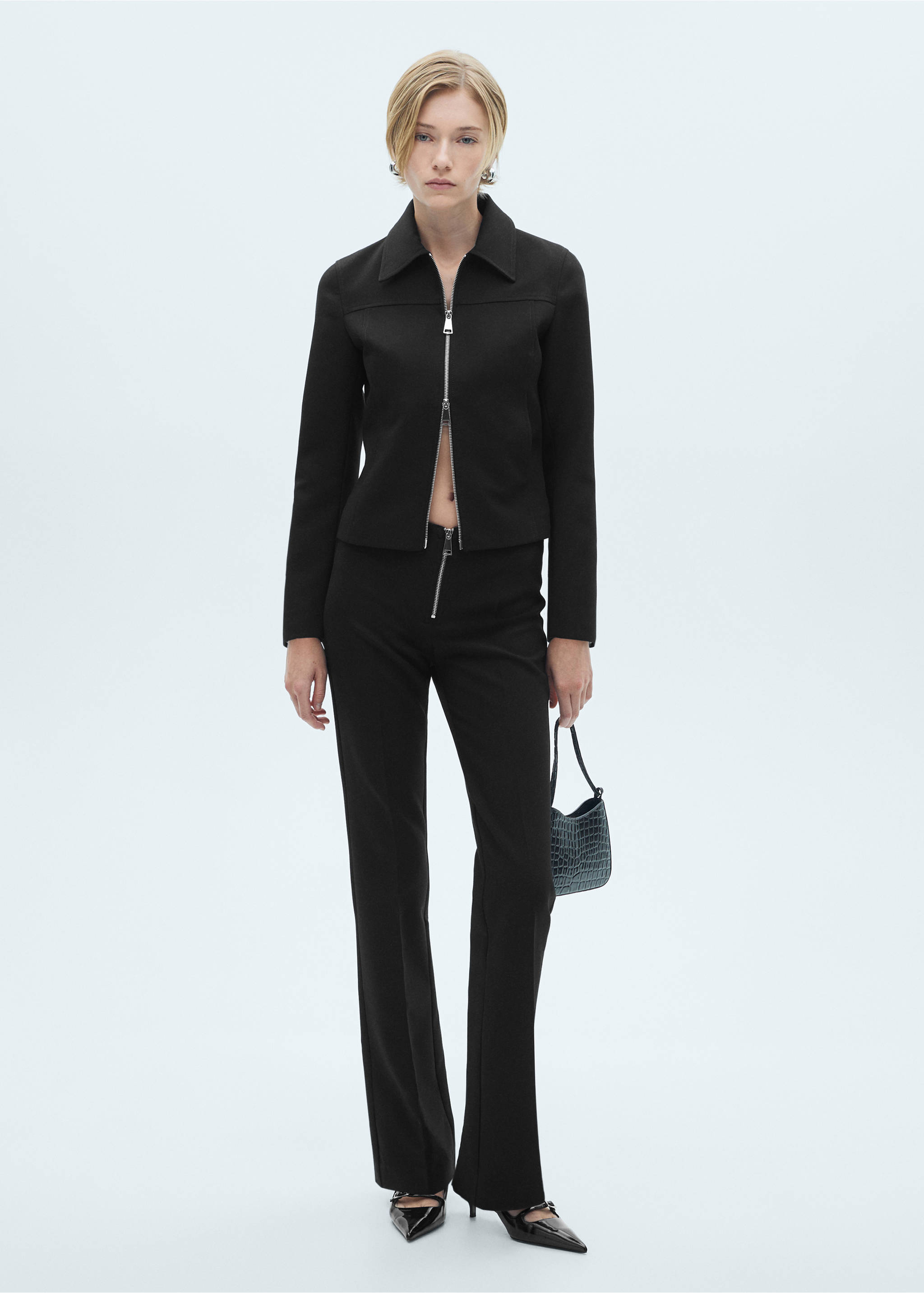 Jacket with double zip - General plane, Black. Ref: 77095657-00.