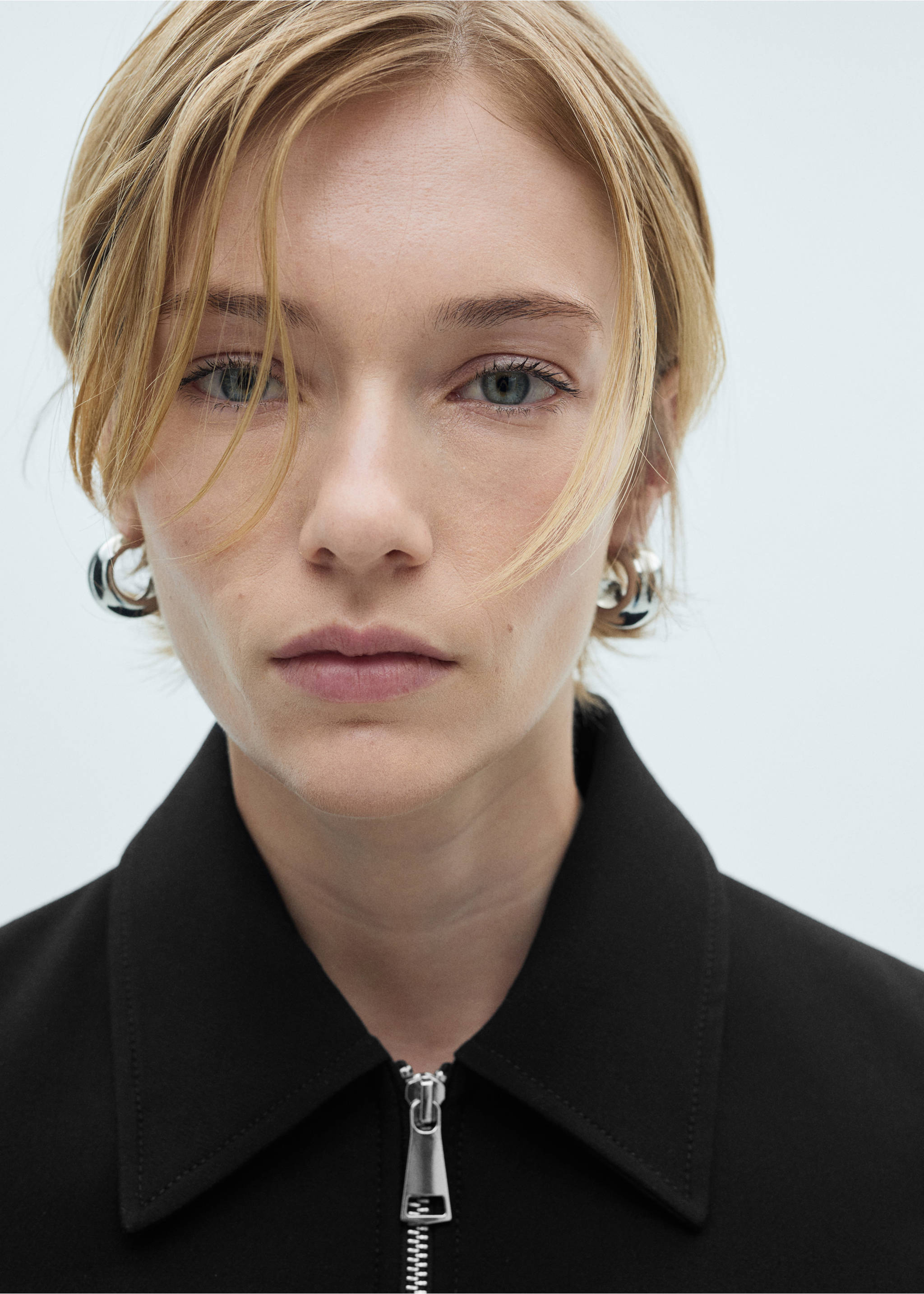 Jacket with double zip - Details of the article 1, Black. Ref: 77095657-00.