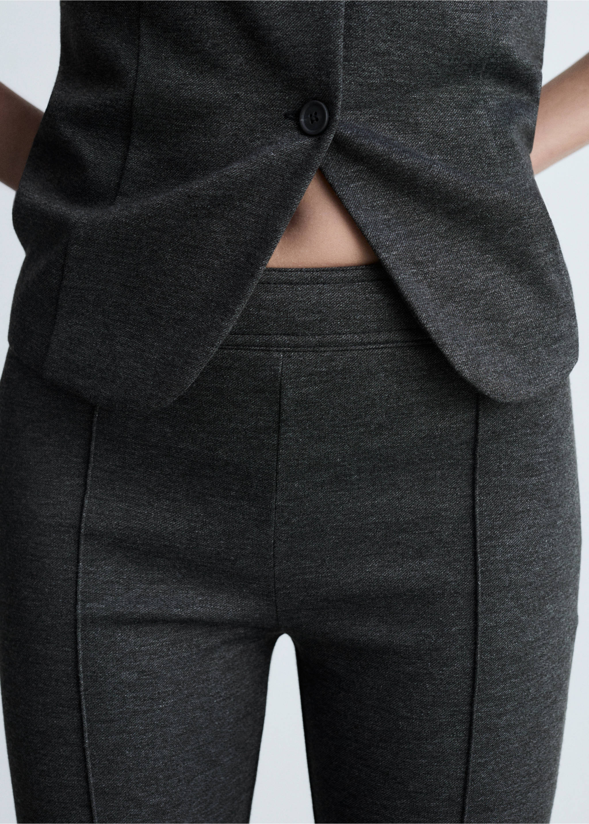 Flared trousers with seams - Details of the article 3, Grey. Ref: 77095661-00.