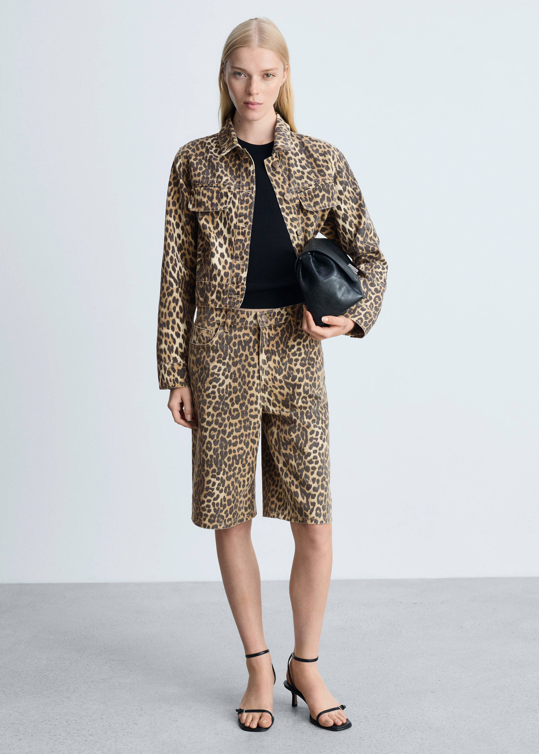 High-waist leopard-print bermuda shorts - General plane