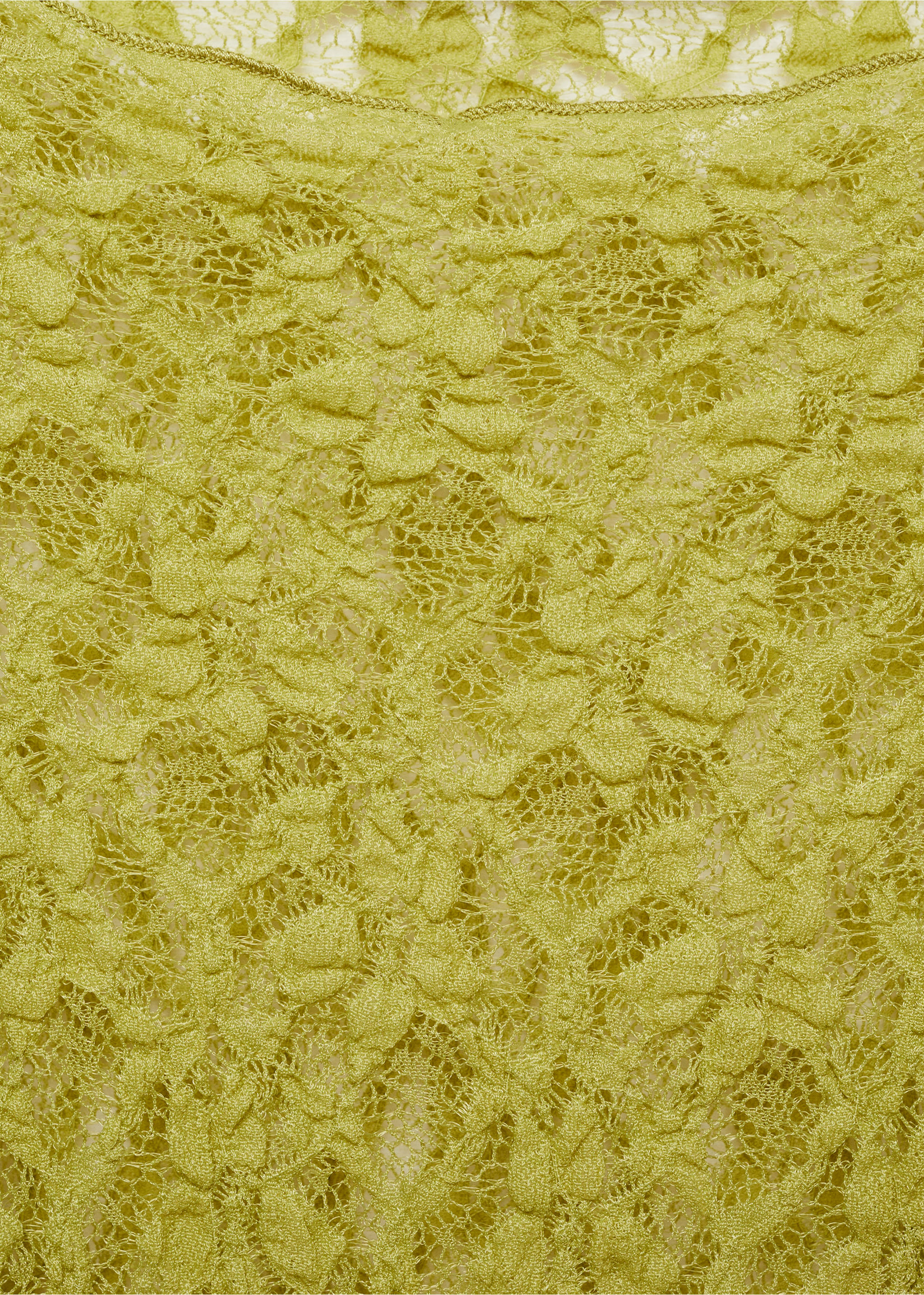 Round-neck lace t-shirt - Details of the article 8, Green. Ref: 77095668-00.