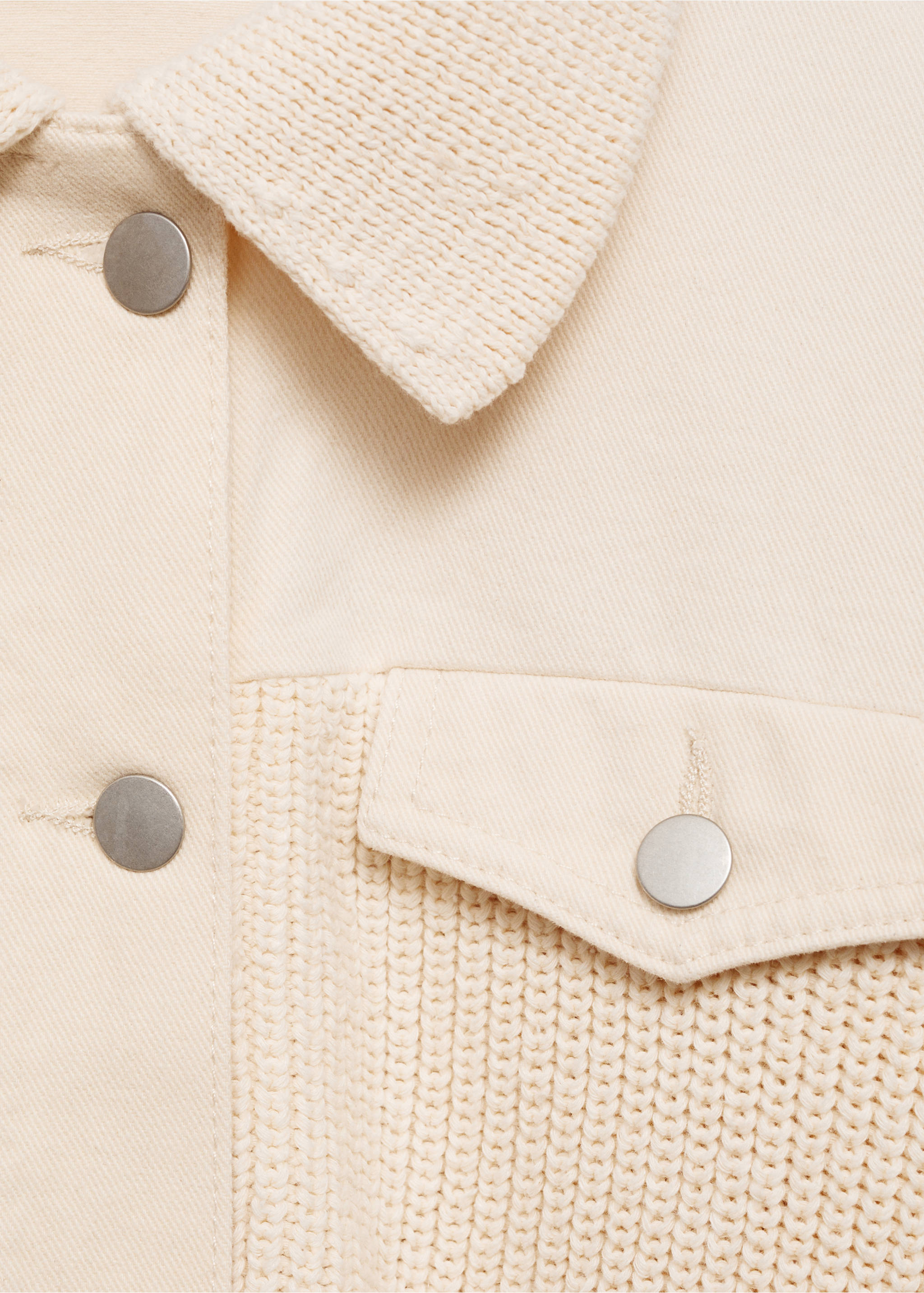Combined knitwear jacket - Details of the article 8, Ecru. Ref: 77095669-00.