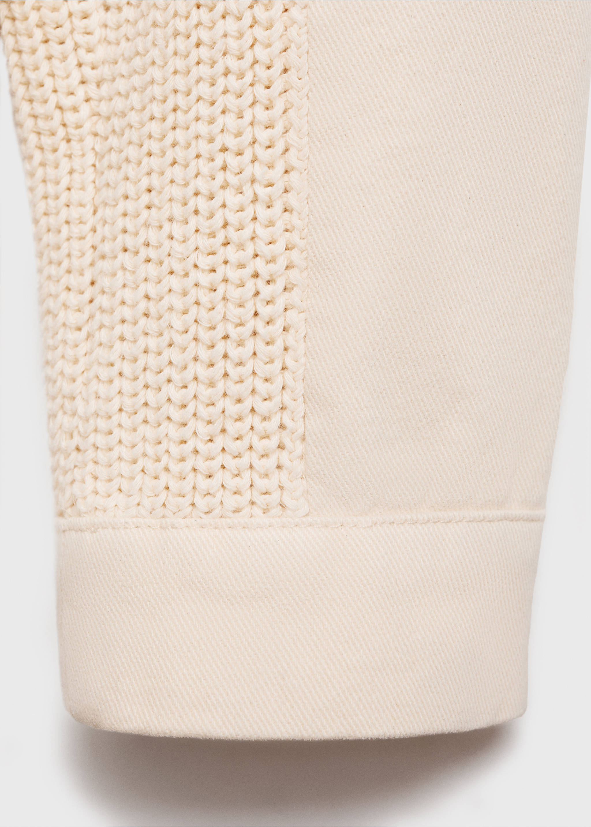 Combined knitwear jacket - Details of the article 0, Ecru. Ref: 77095669-00.