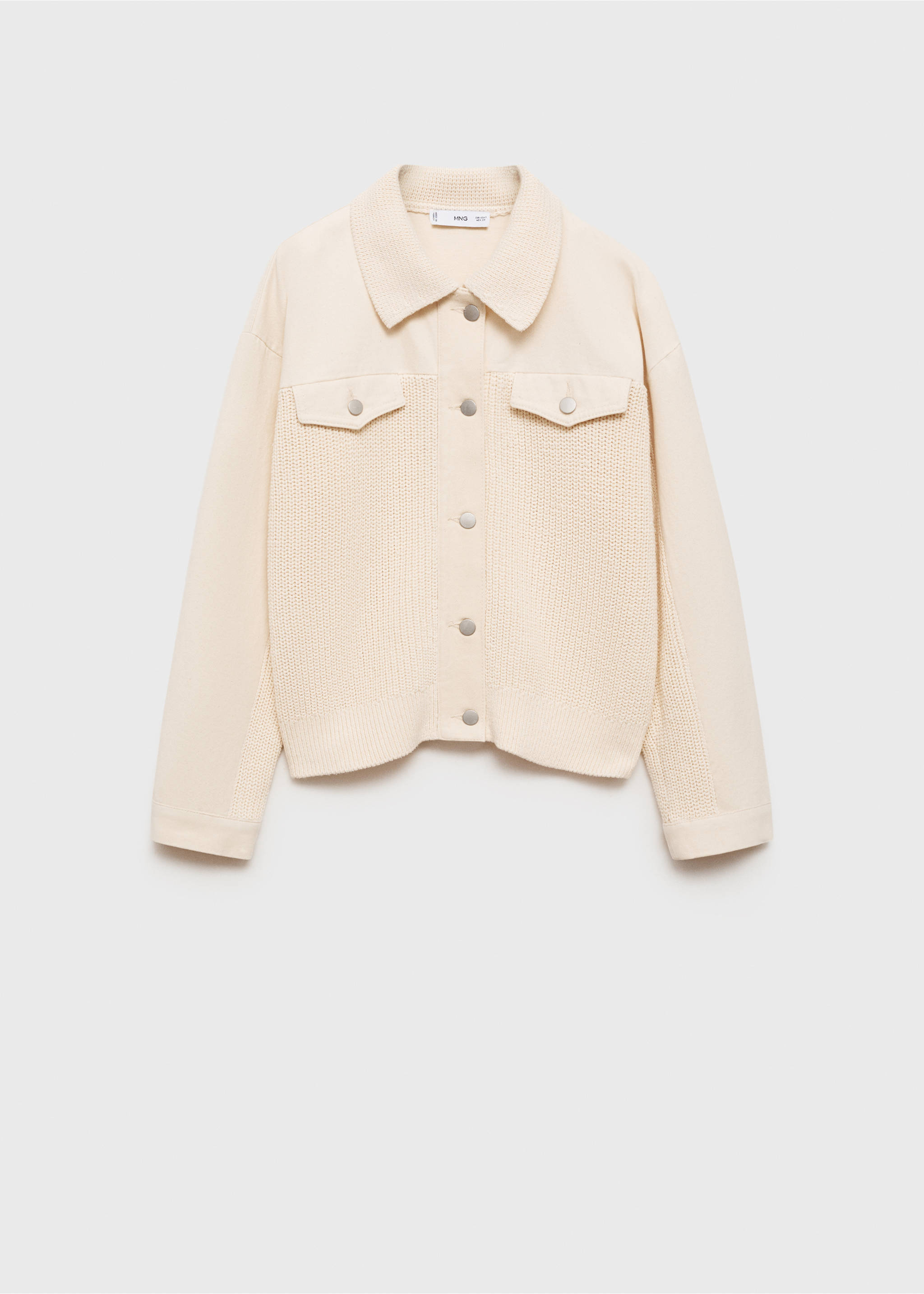 Combined knitwear jacket - Article without model, Ecru. Ref: 77095669-00.