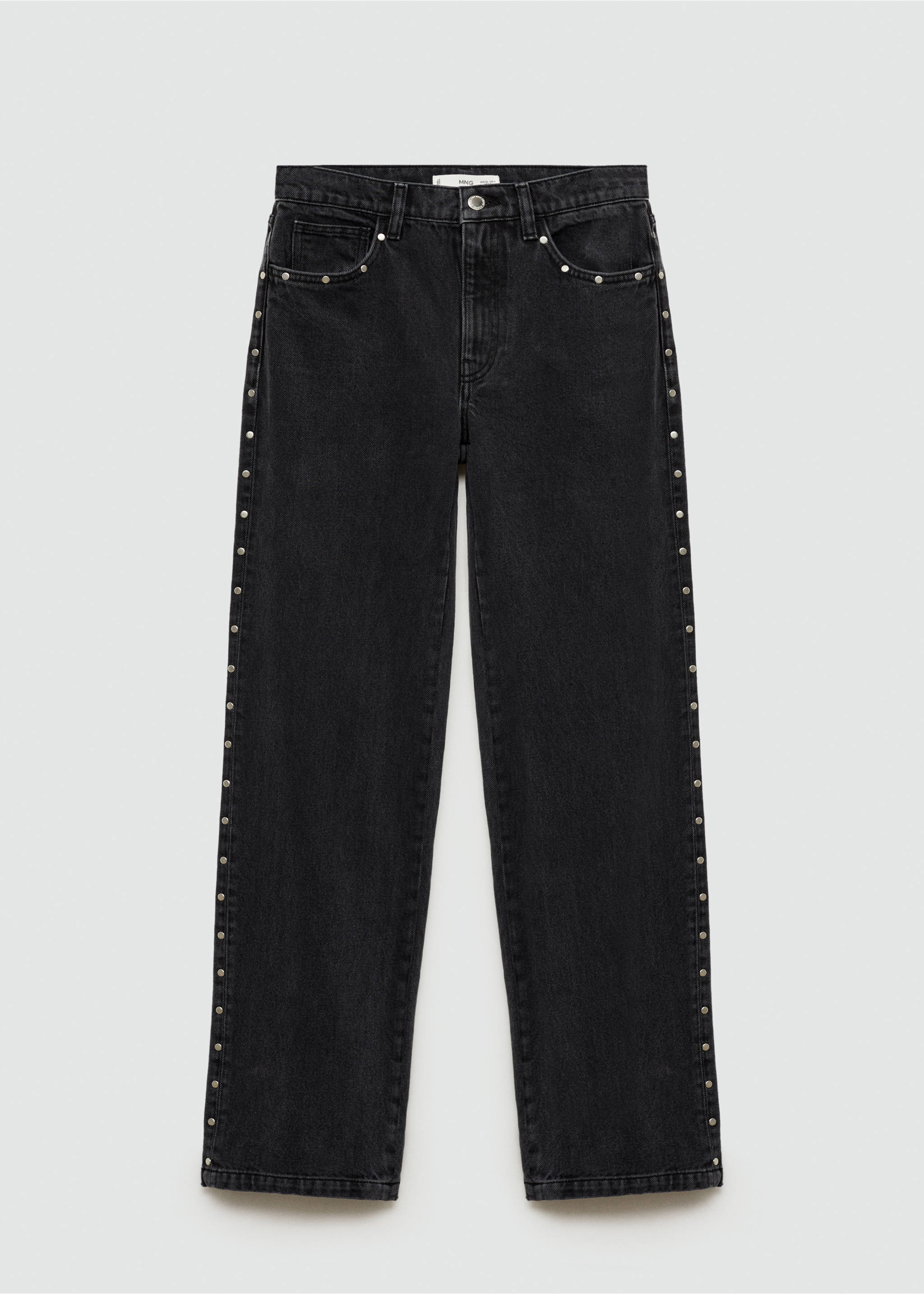 Gerade Jeans mit Nieten - Artikel ohne Model, Black denim. Ref: 77095673-00.