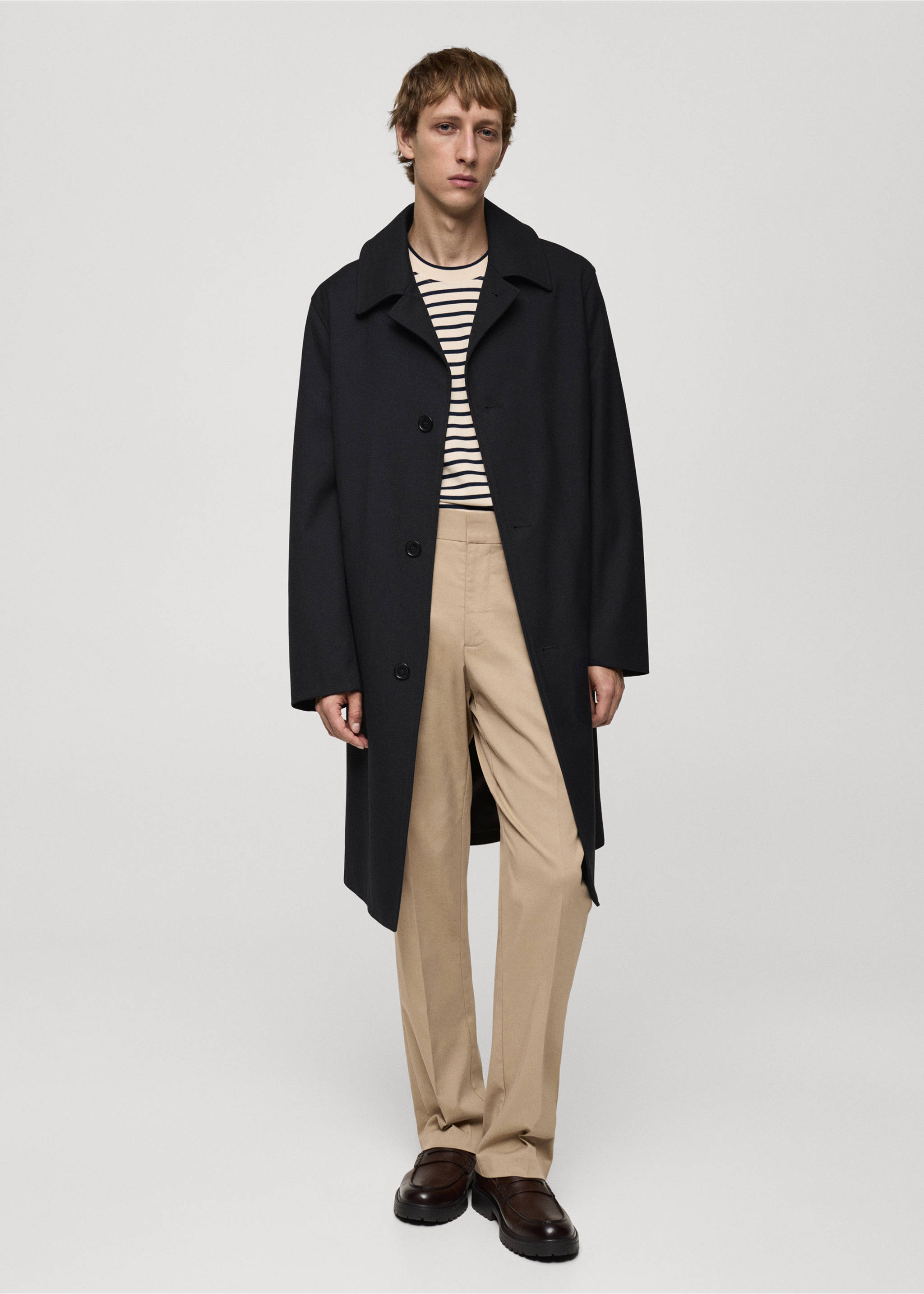 Oversized-Trenchcoat aus Comfort-Stretch-Gewebe - Allgemeine Ansicht, Dunkles Marineblau. Ref: 77095959-00.