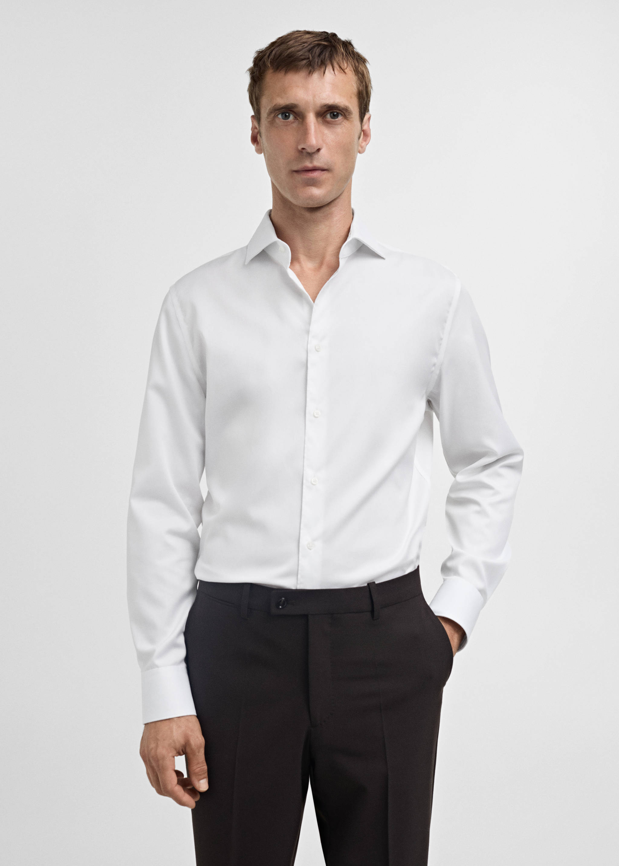 Camisa slim fit de 100% algodão - Plano médio