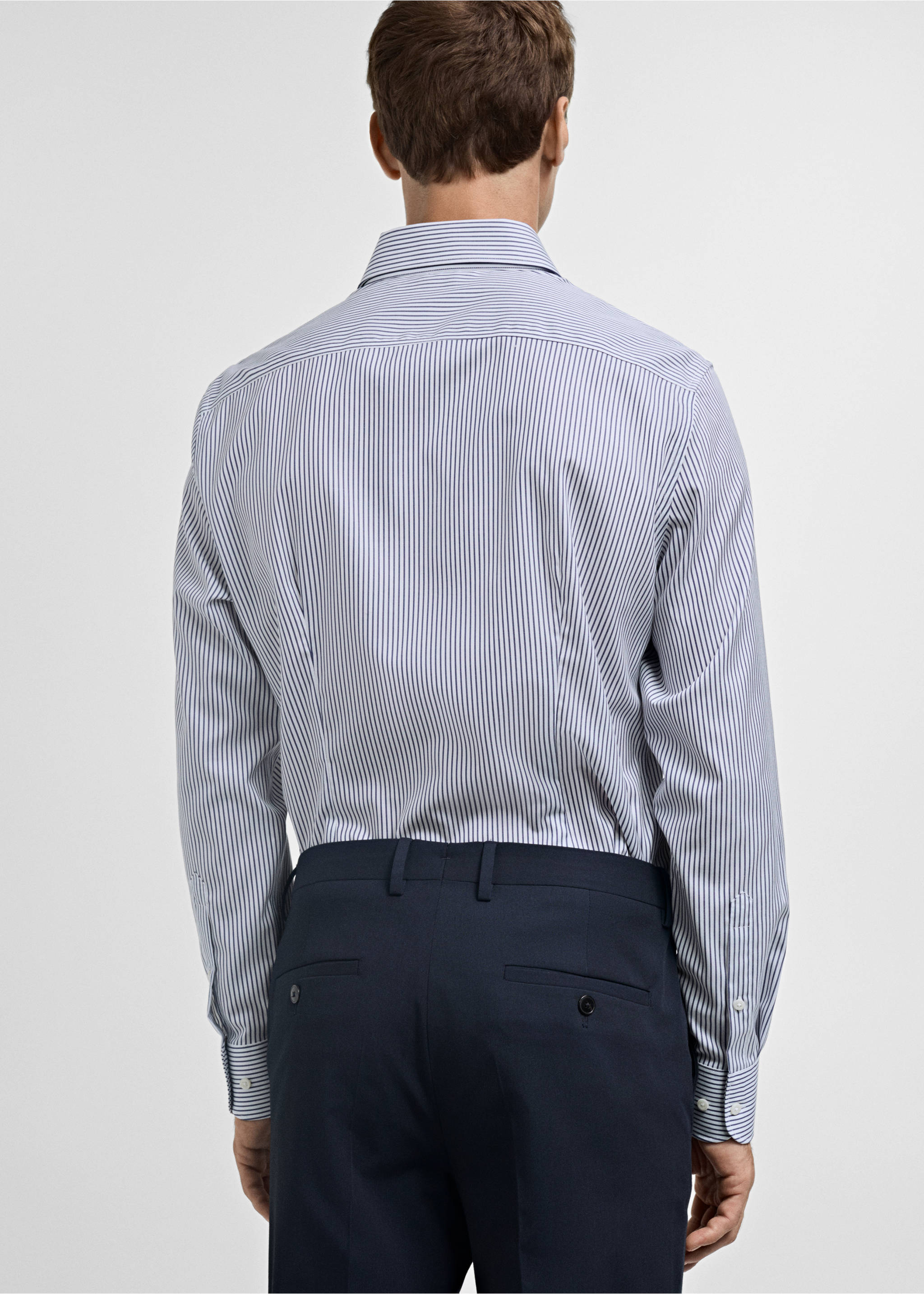 Košile slim fit 100% bavlna - Zadní strana zboží, Námořnická modrá. Ref: 77095968-00.