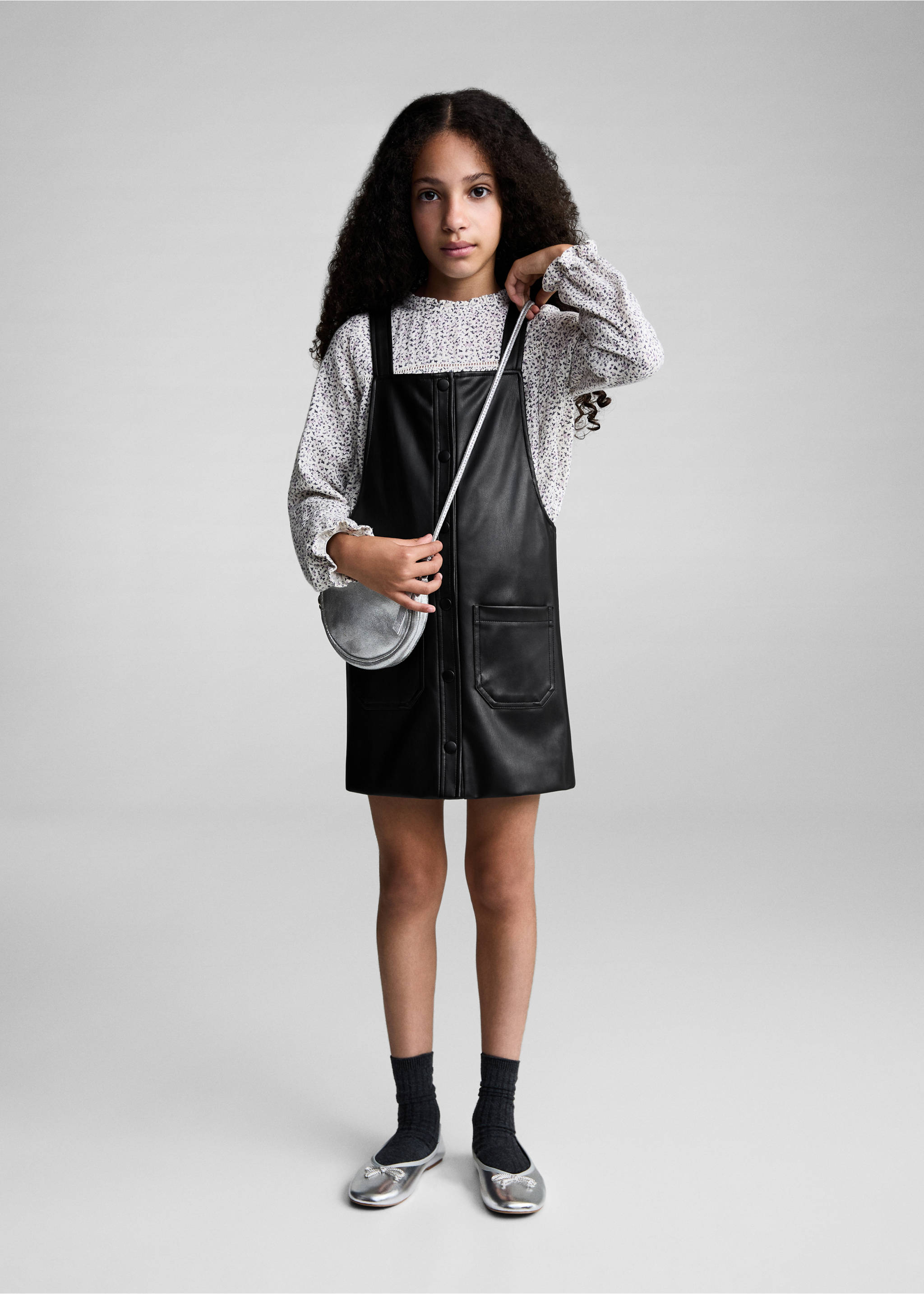 Faux-leather pinafore dress - General plane, Black. Ref: 77095970-00.