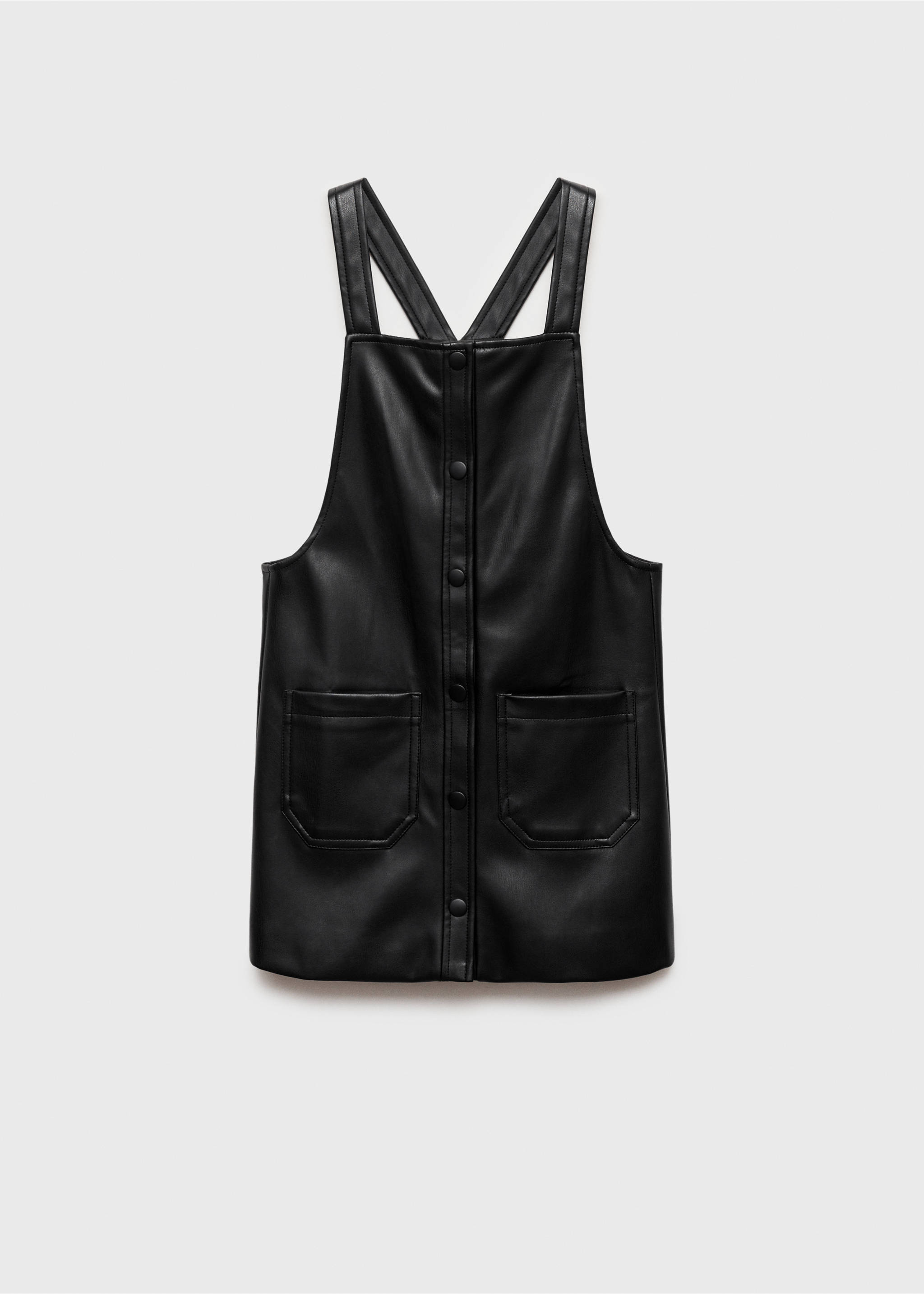 Faux-leather pinafore dress - Article without model, Black. Ref: 77095970-00.