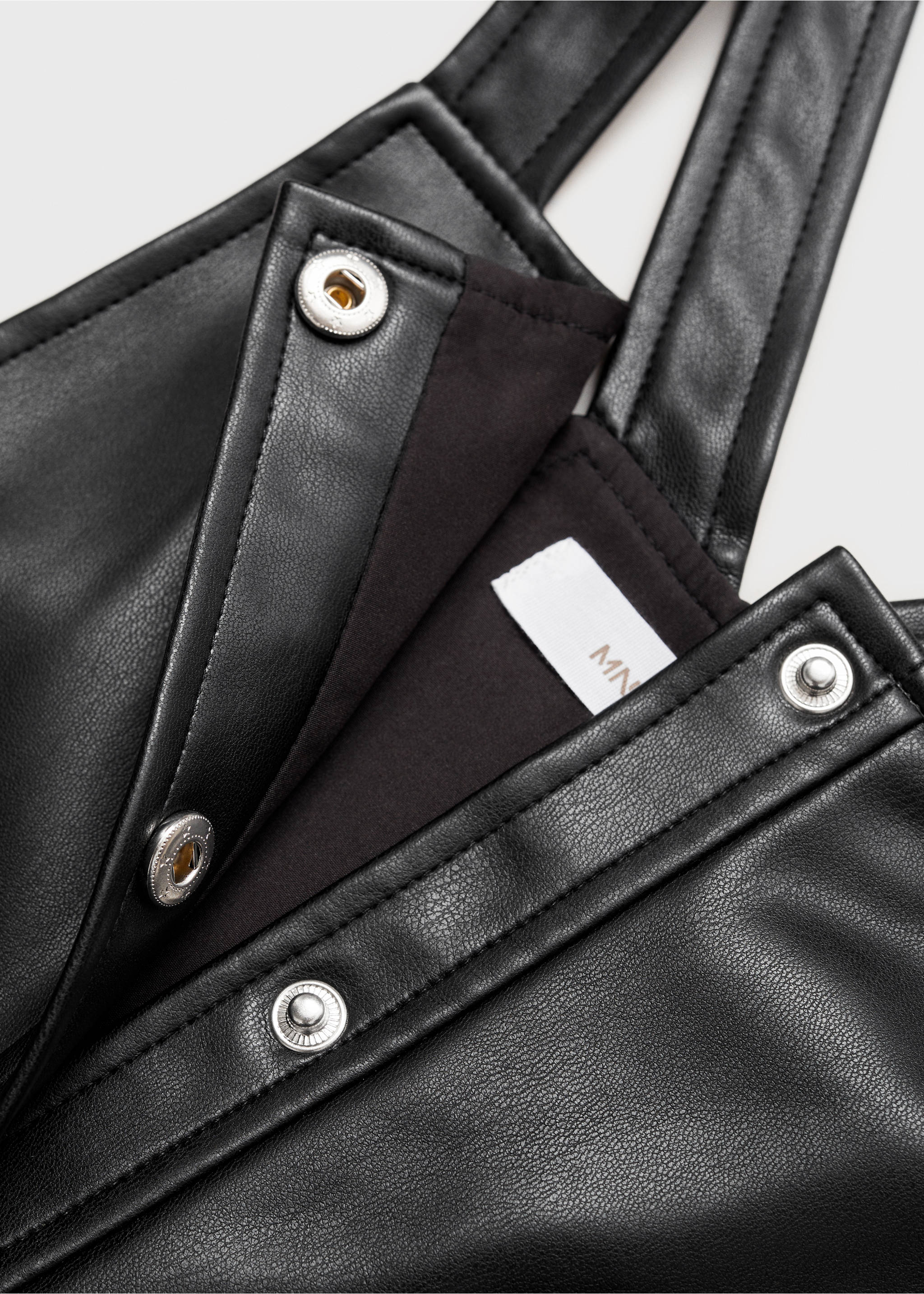 Faux-leather pinafore dress - Details of the article 0, Black. Ref: 77095970-00.
