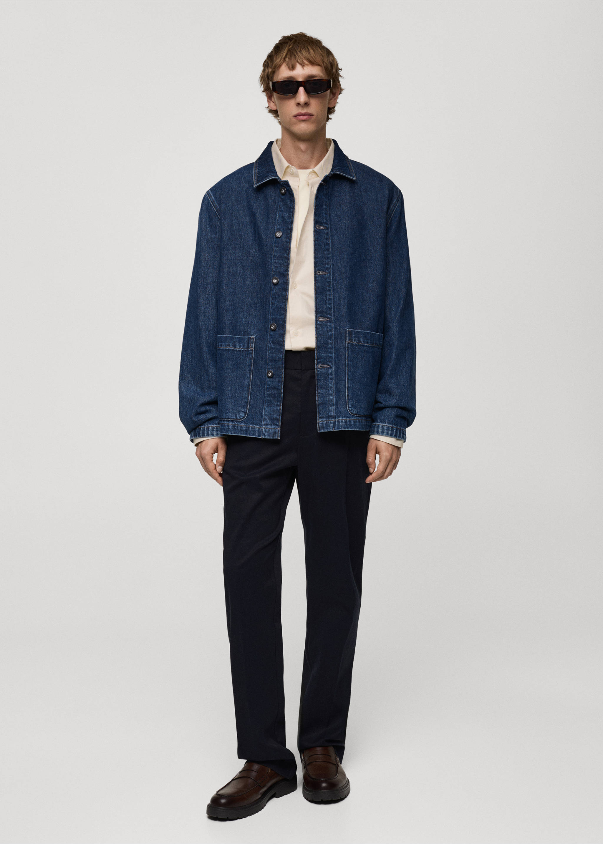 Relaxed-fit denim overshirt - General plane, Dark Blue. Ref: 77095971-00.