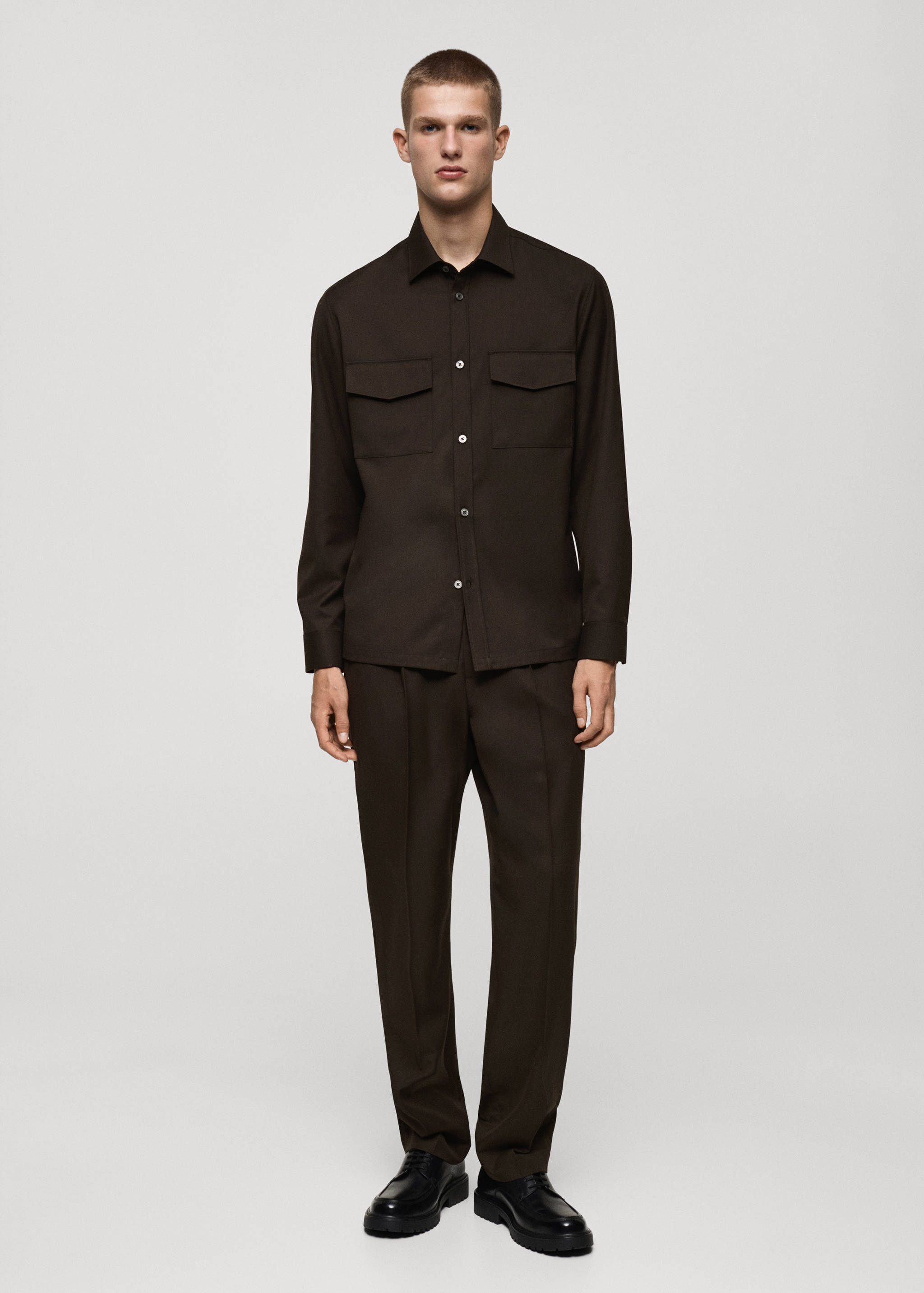 Regular fit pockets overshirt - General plane