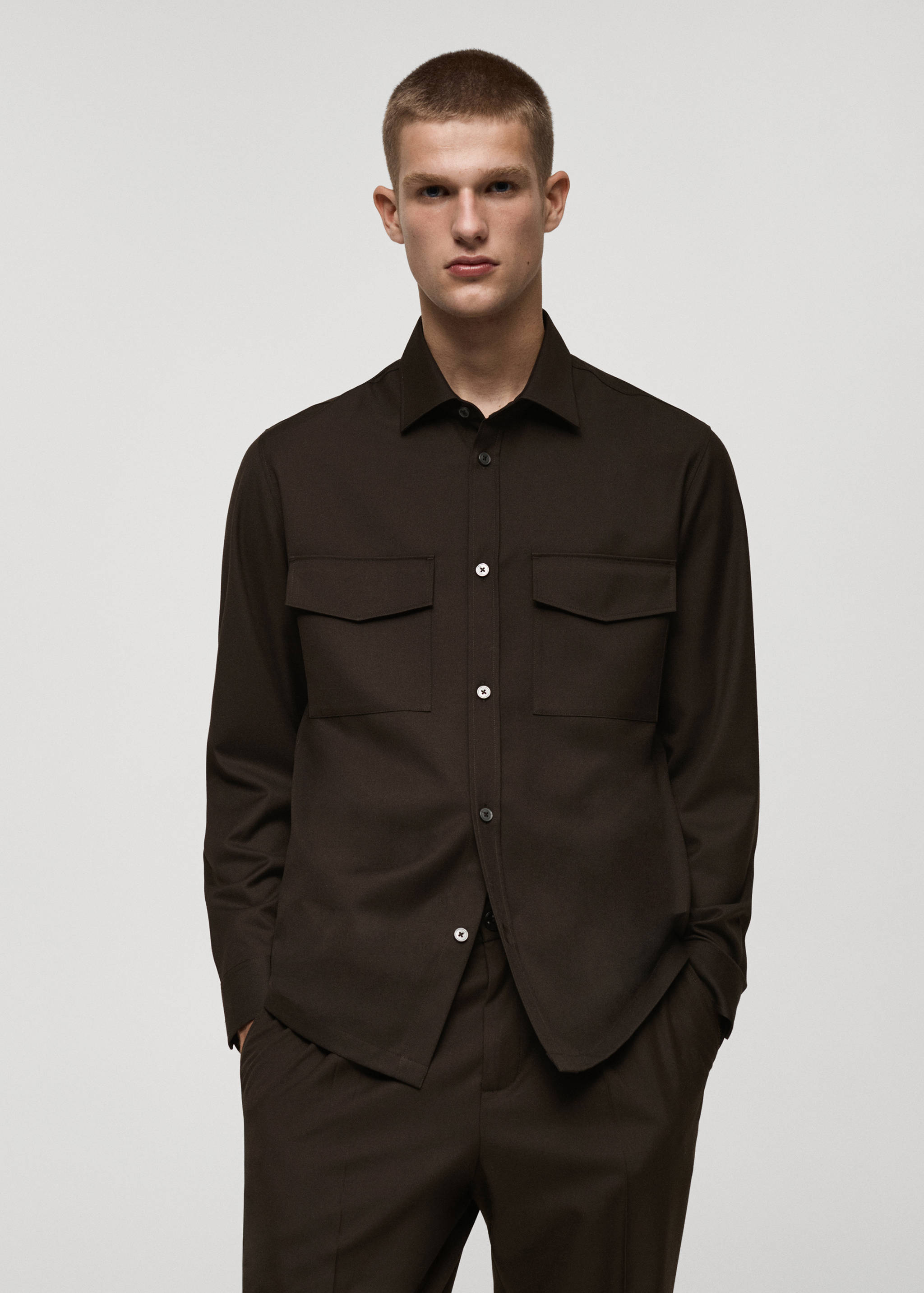 Regular fit pockets overshirt - Medium plane