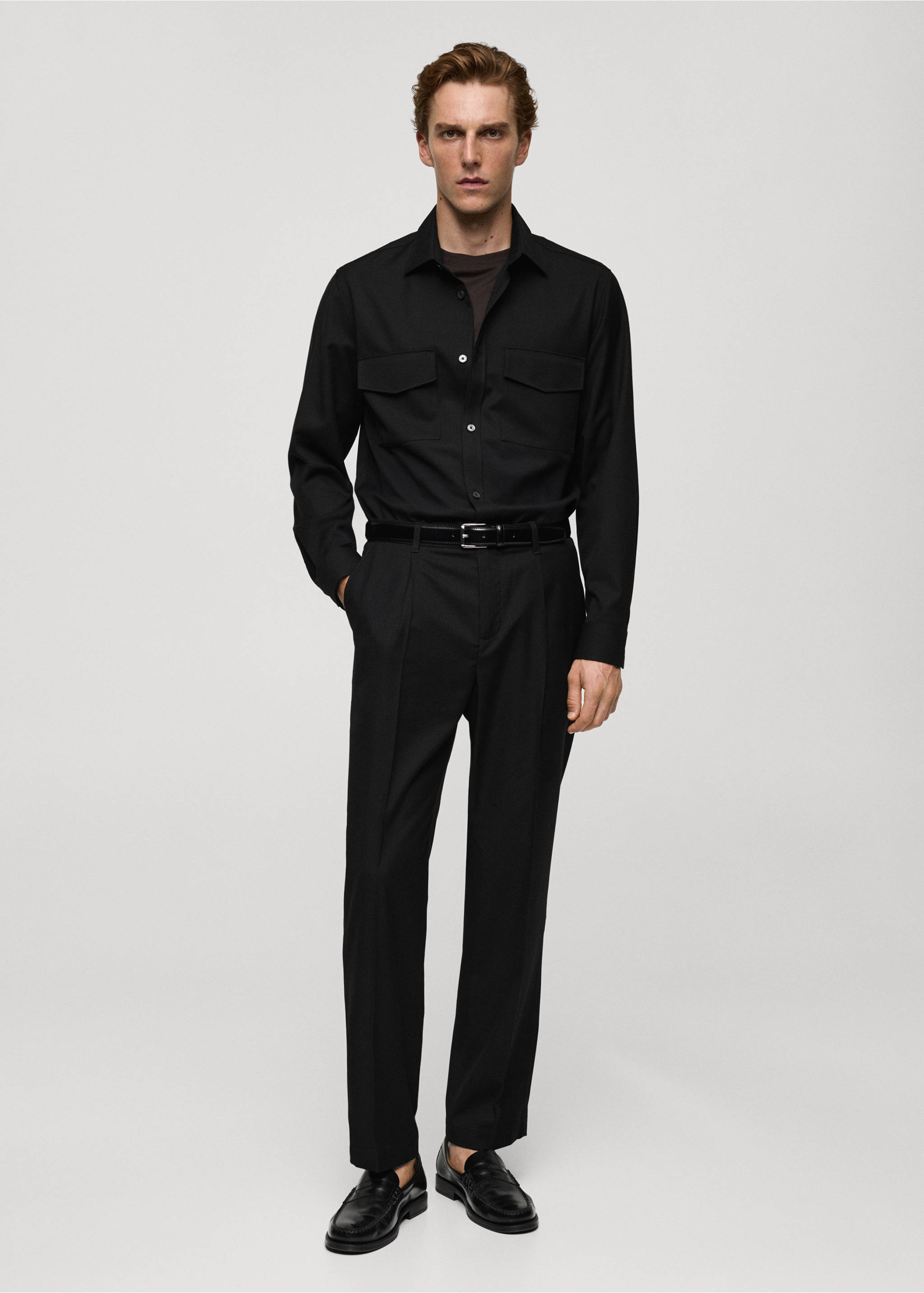 Regular fit pockets overshirt - General plane, Black. Ref: 77095973-00.