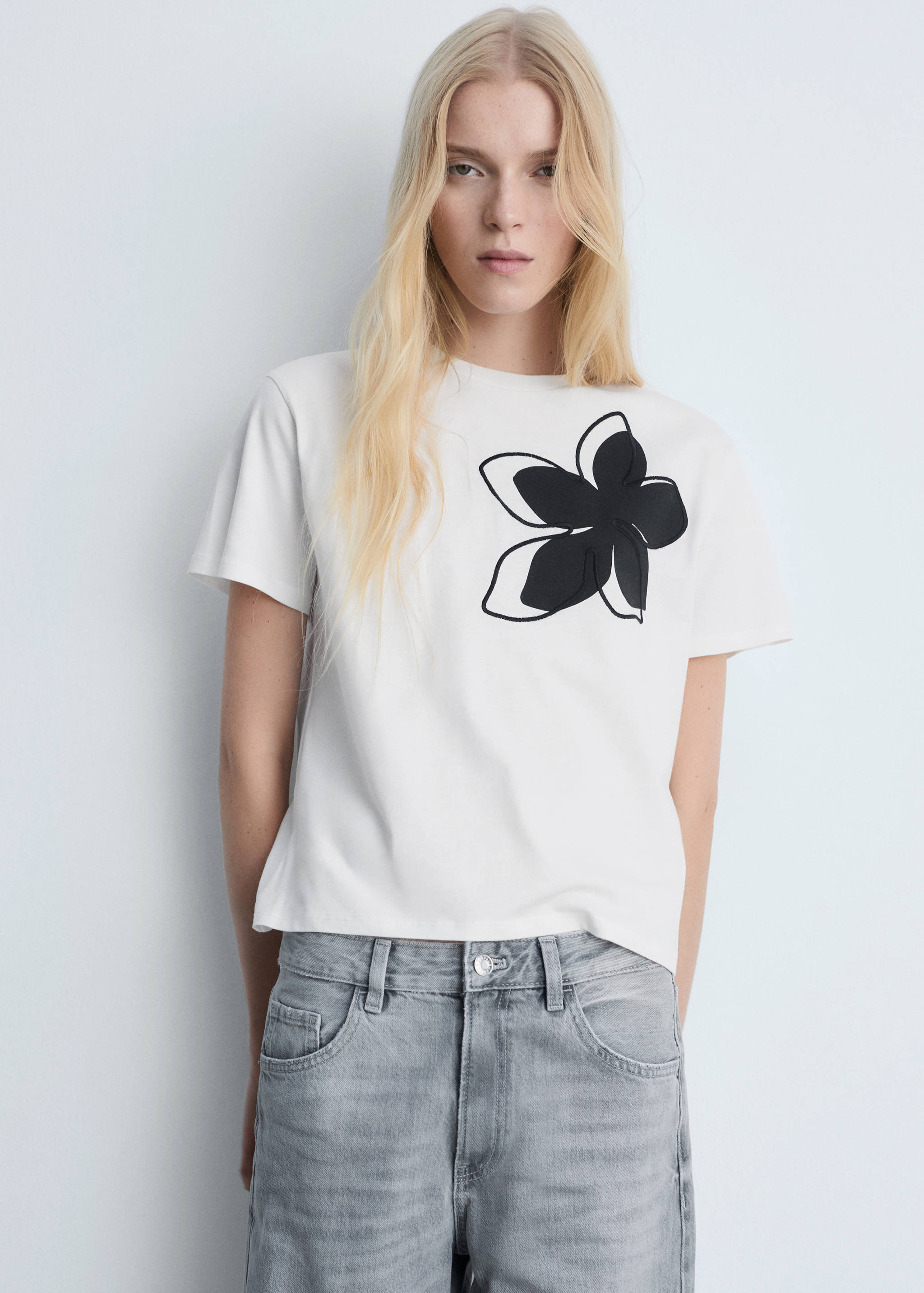 Printed cotton-blend t-shirt - Medium plane