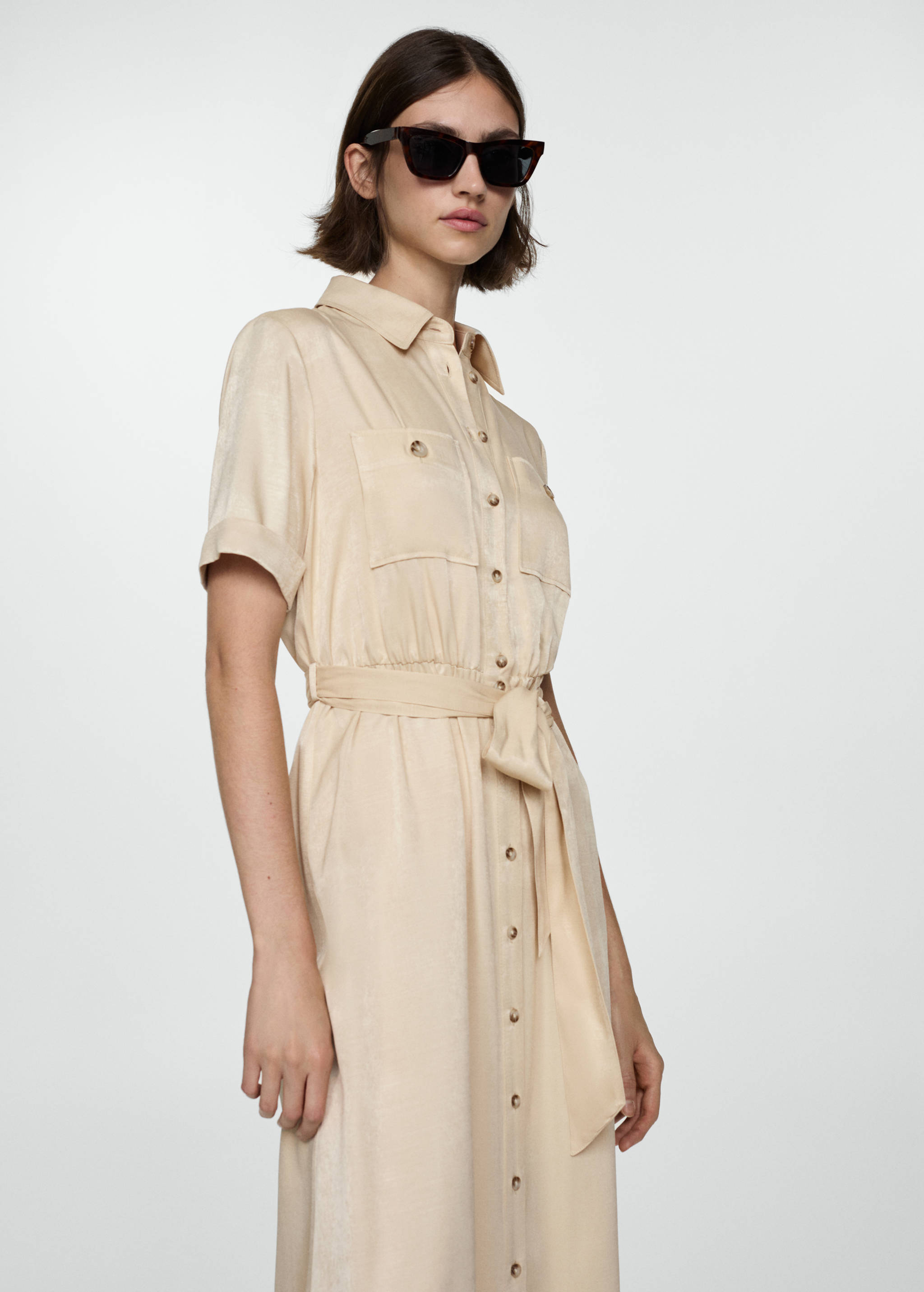 Satin shirt dress - Medium plane