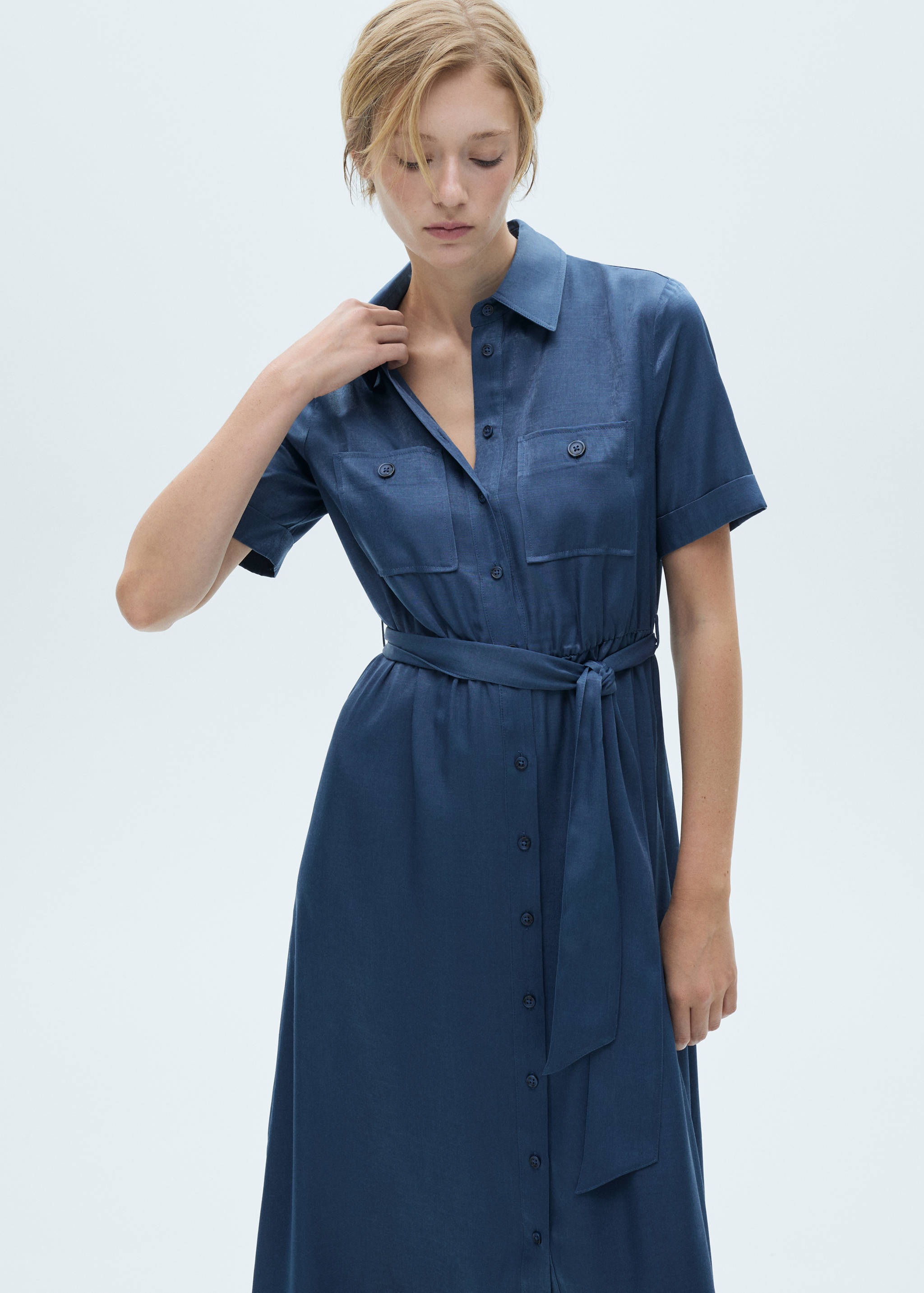 Satin shirt dress - Medium plane