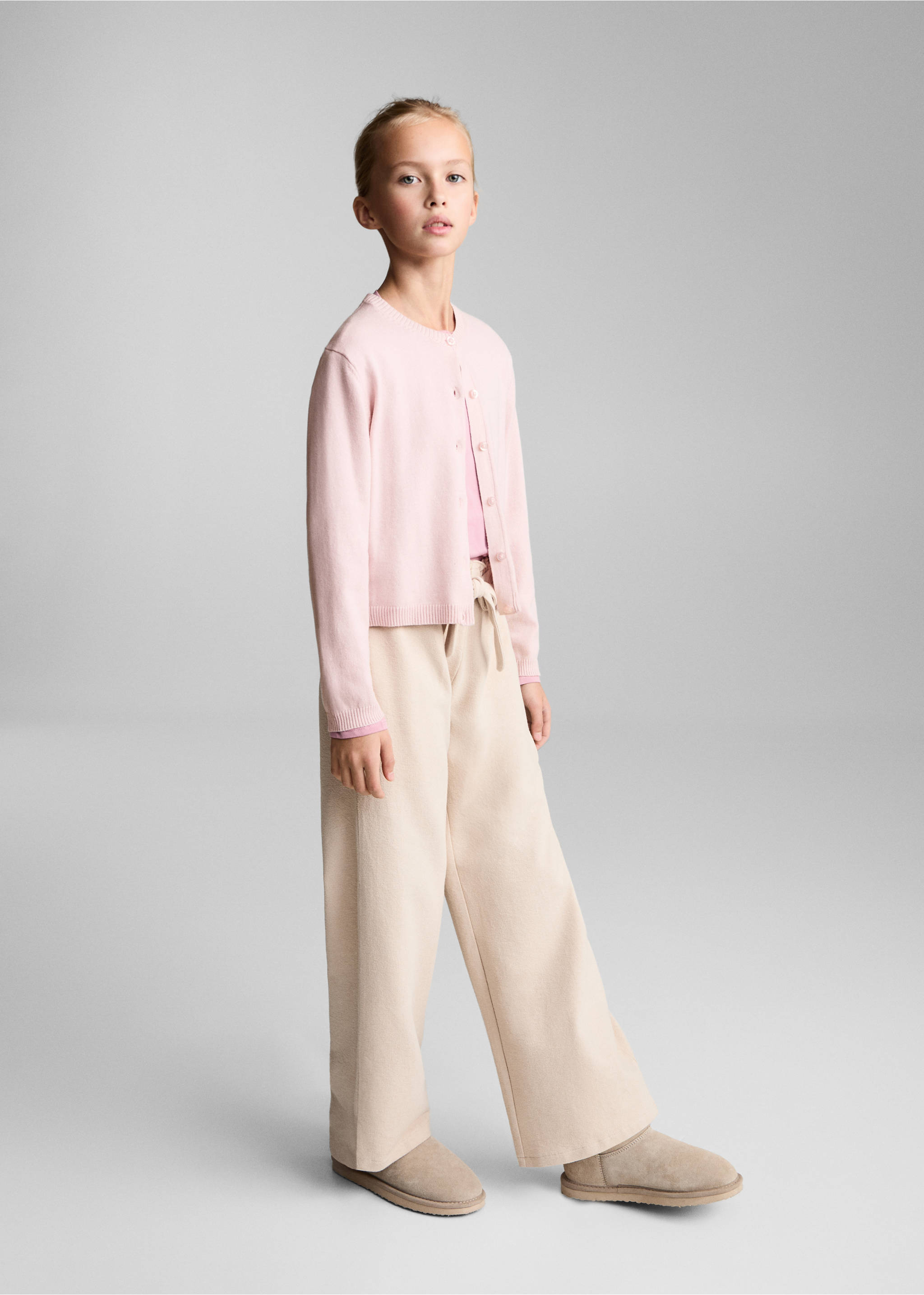Strickjacke aus Baumwolle - Allgemeine Ansicht, Pastellrosa. Ref: 77095989-00.