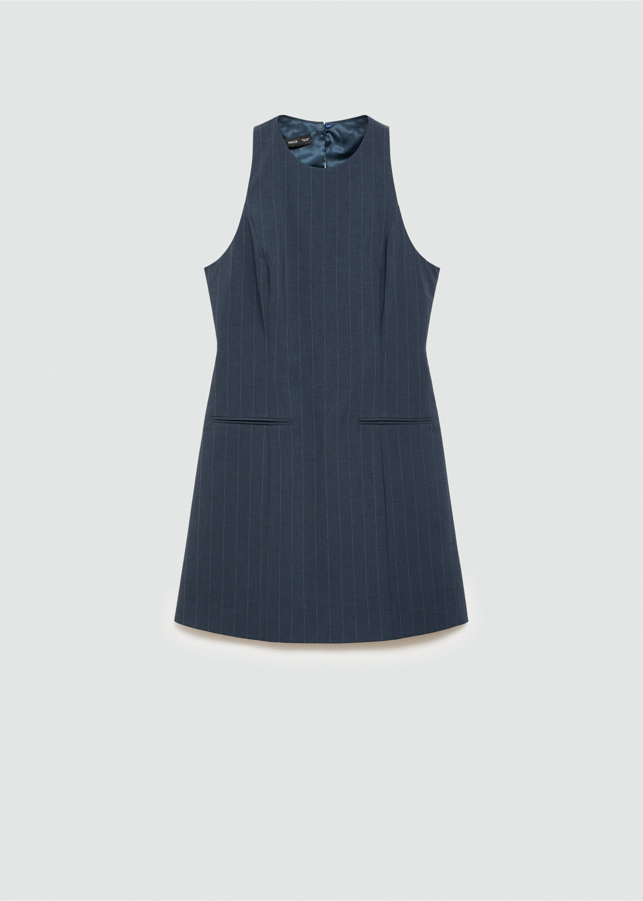 Short pinstripe dress - Article without model, Dark Navy. Ref: 77095997-00.