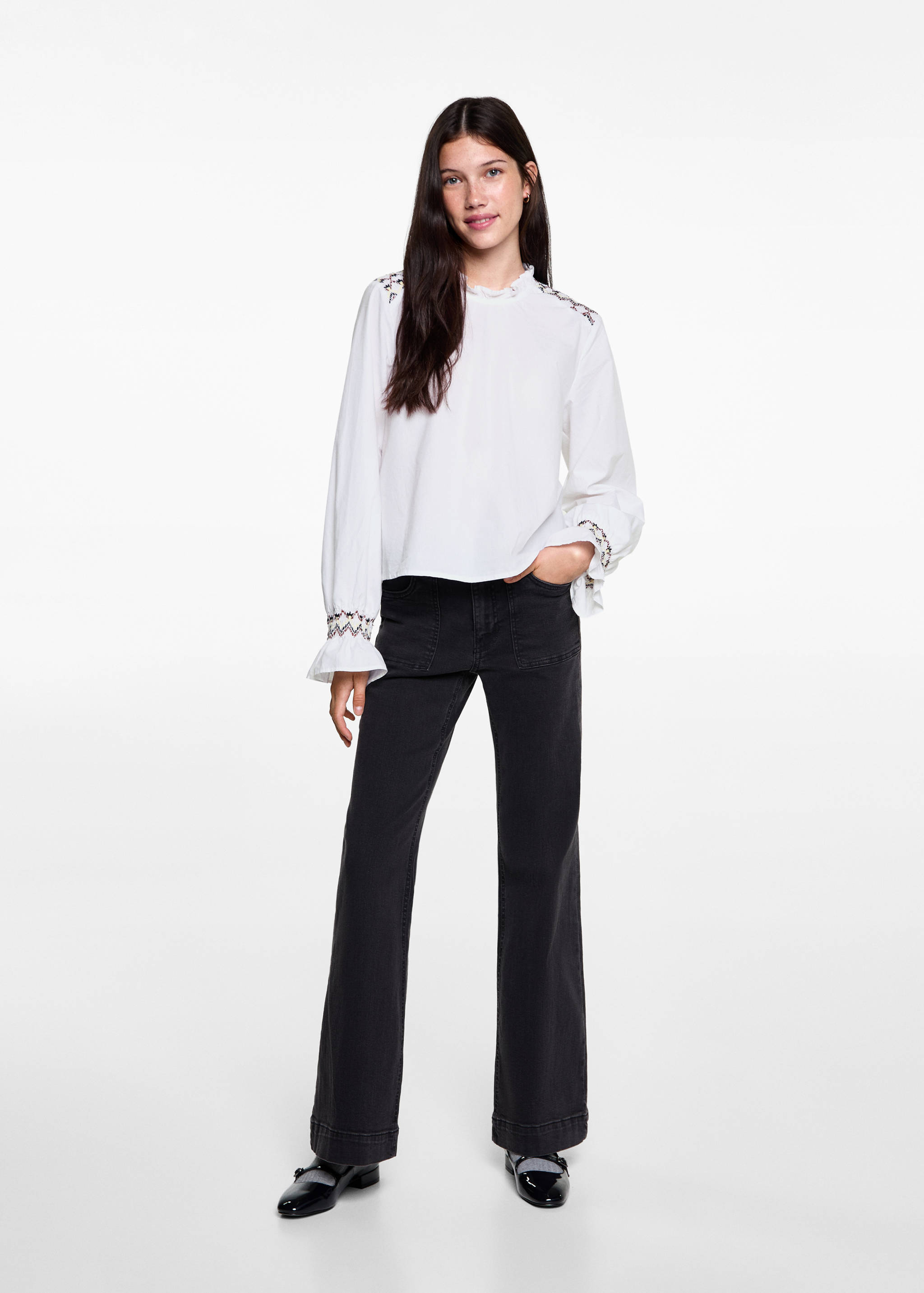 Ruched embroidered blouse - General plane