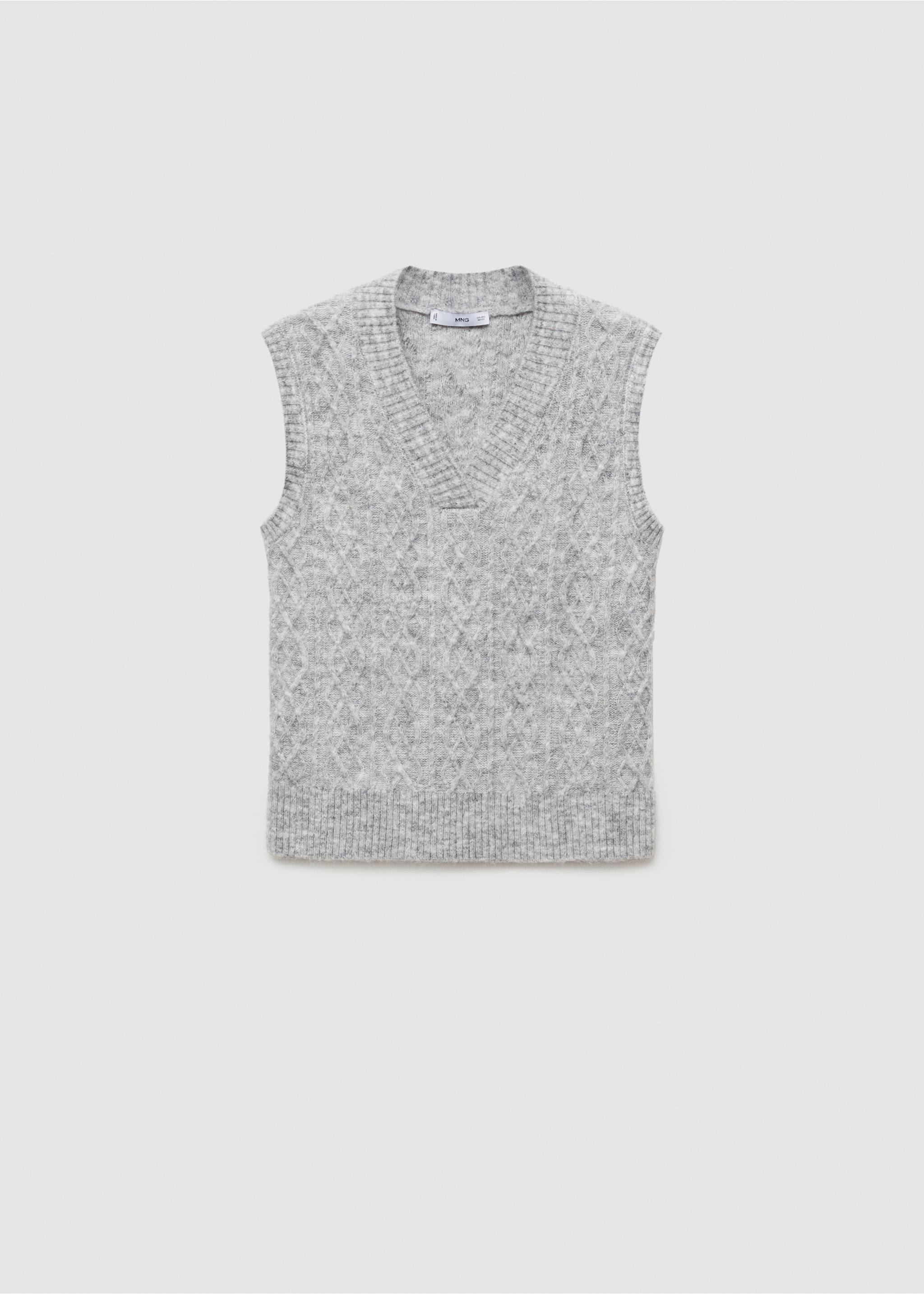 Gilet maille torsadée - Article sans modèle, Gris chiné moyen. Ref: 77096004-00.