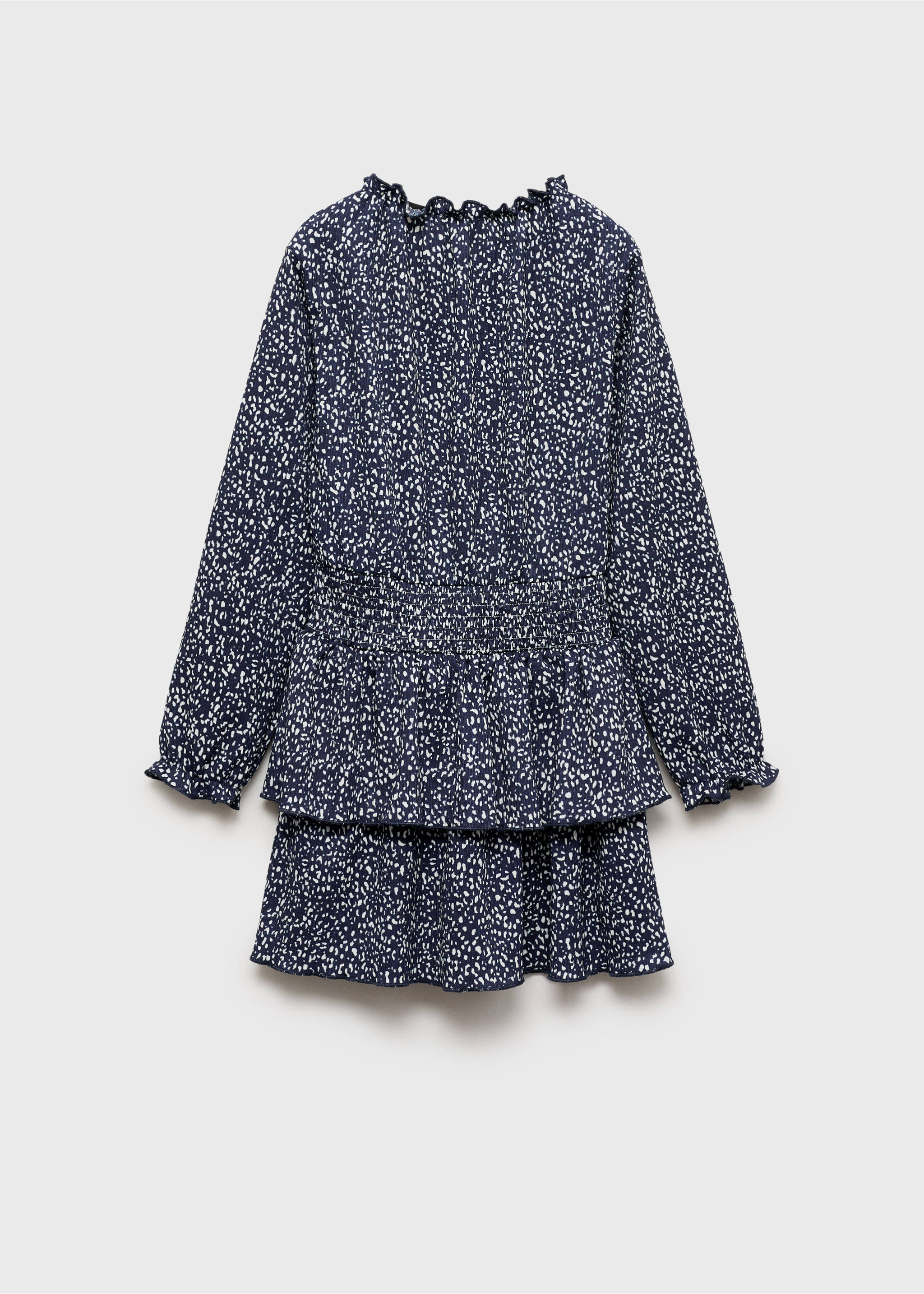 Ruffled printed dress - Reverse of the article, Dark Navy. Ref: 77096006-00.