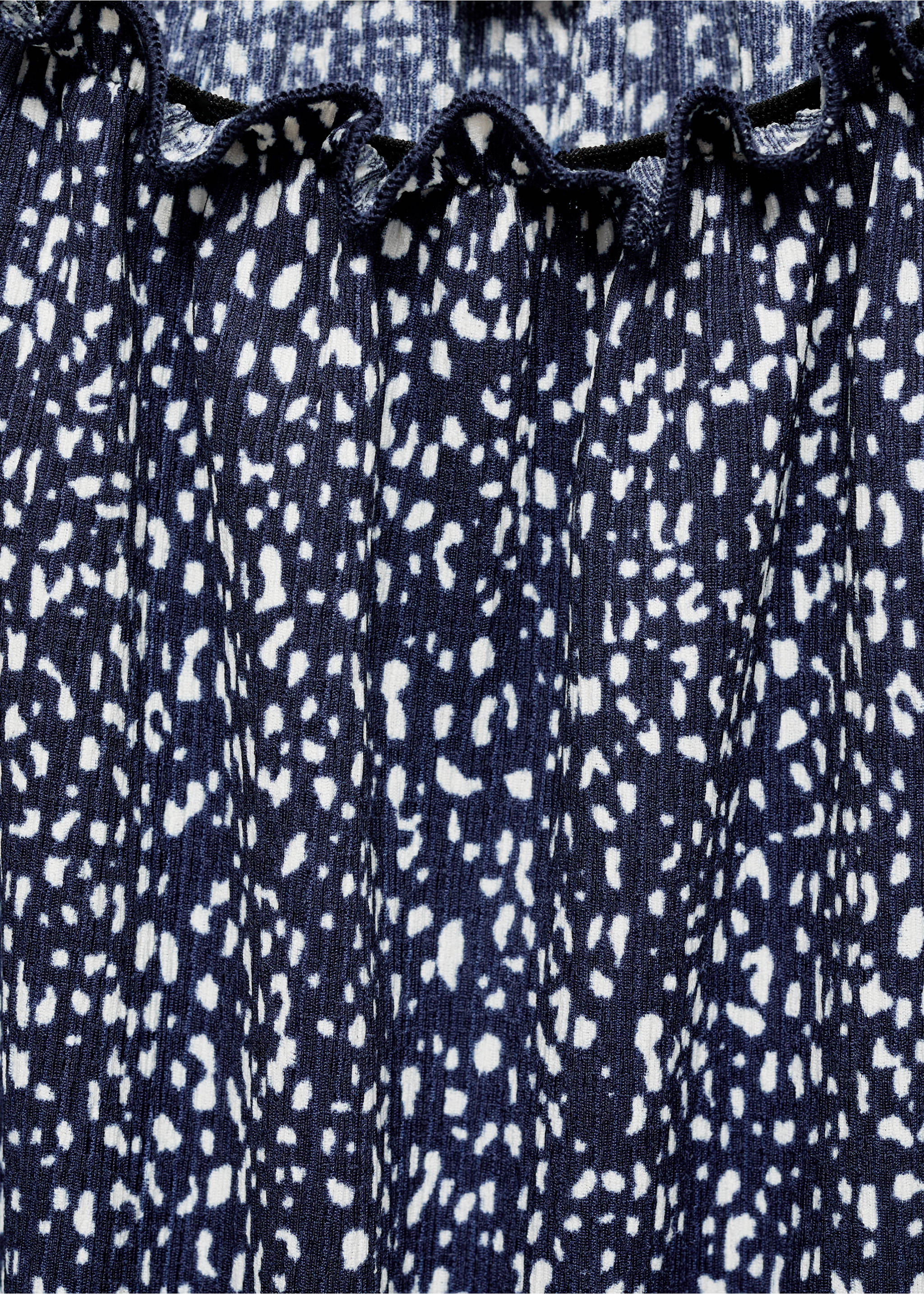 Ruffled printed dress - Details of the article 8, Dark Navy. Ref: 77096006-00.