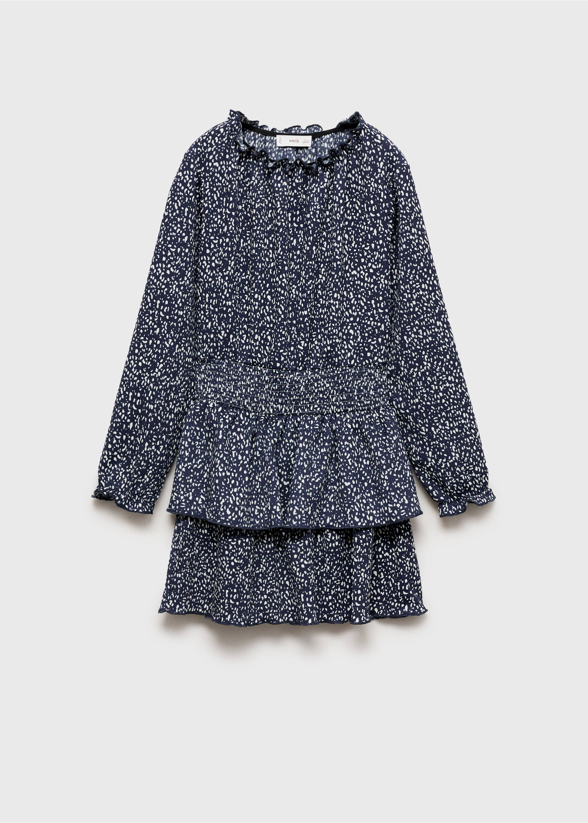 Ruffled printed dress - Article without model, Dark Navy. Ref: 77096006-00.