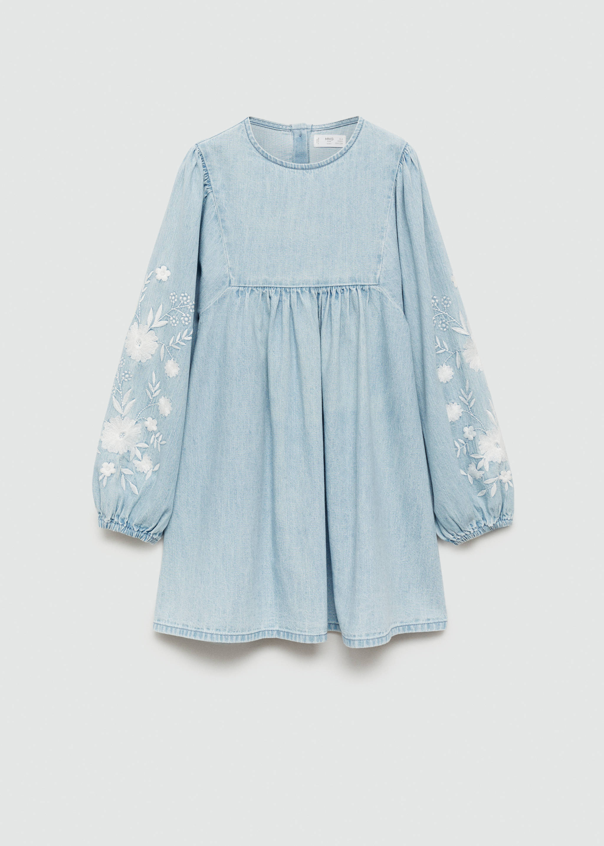 Denimklänning med blombroderi - Artikel utan modell