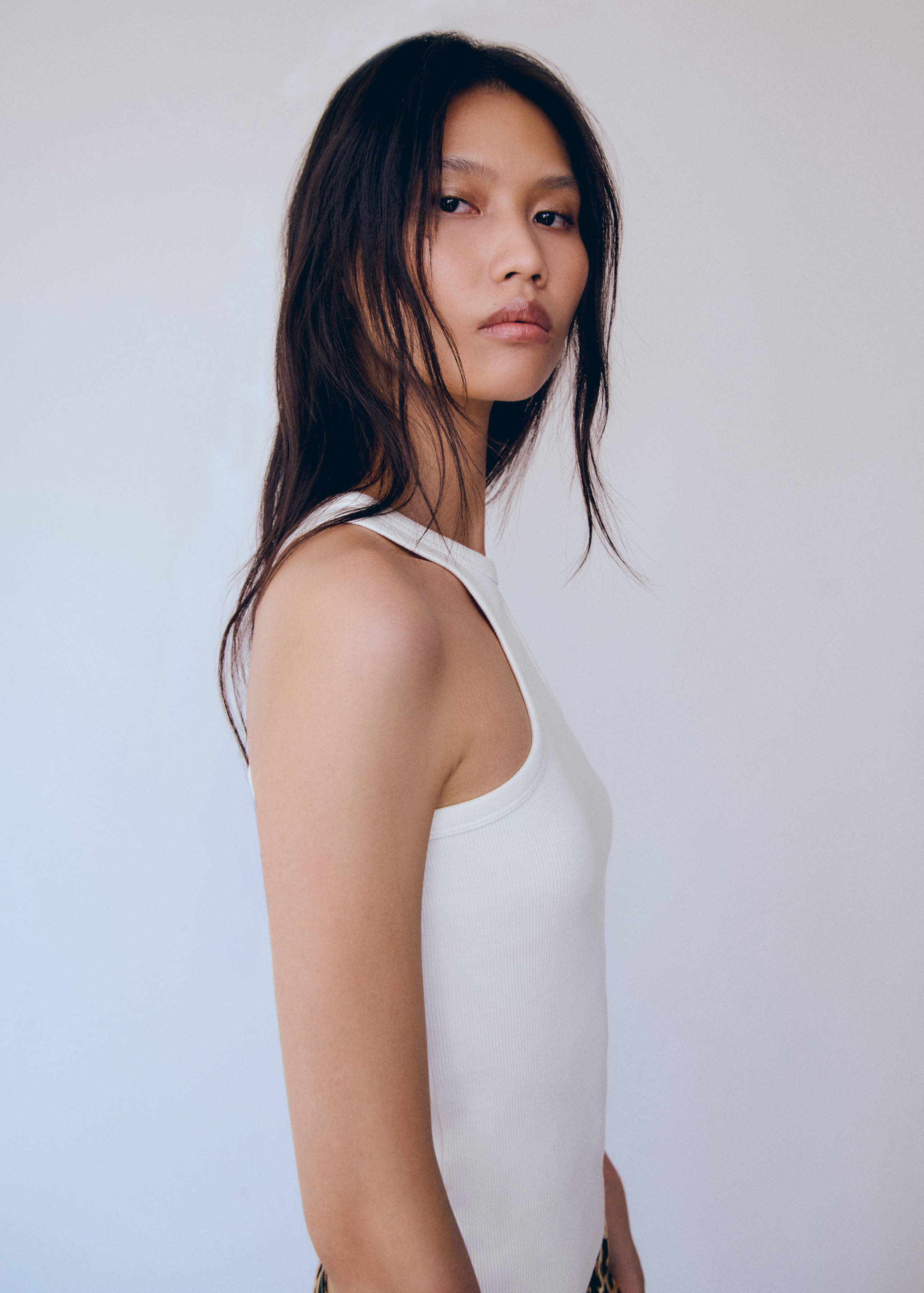 Ribbed cotton-blend top - Details of the article 1