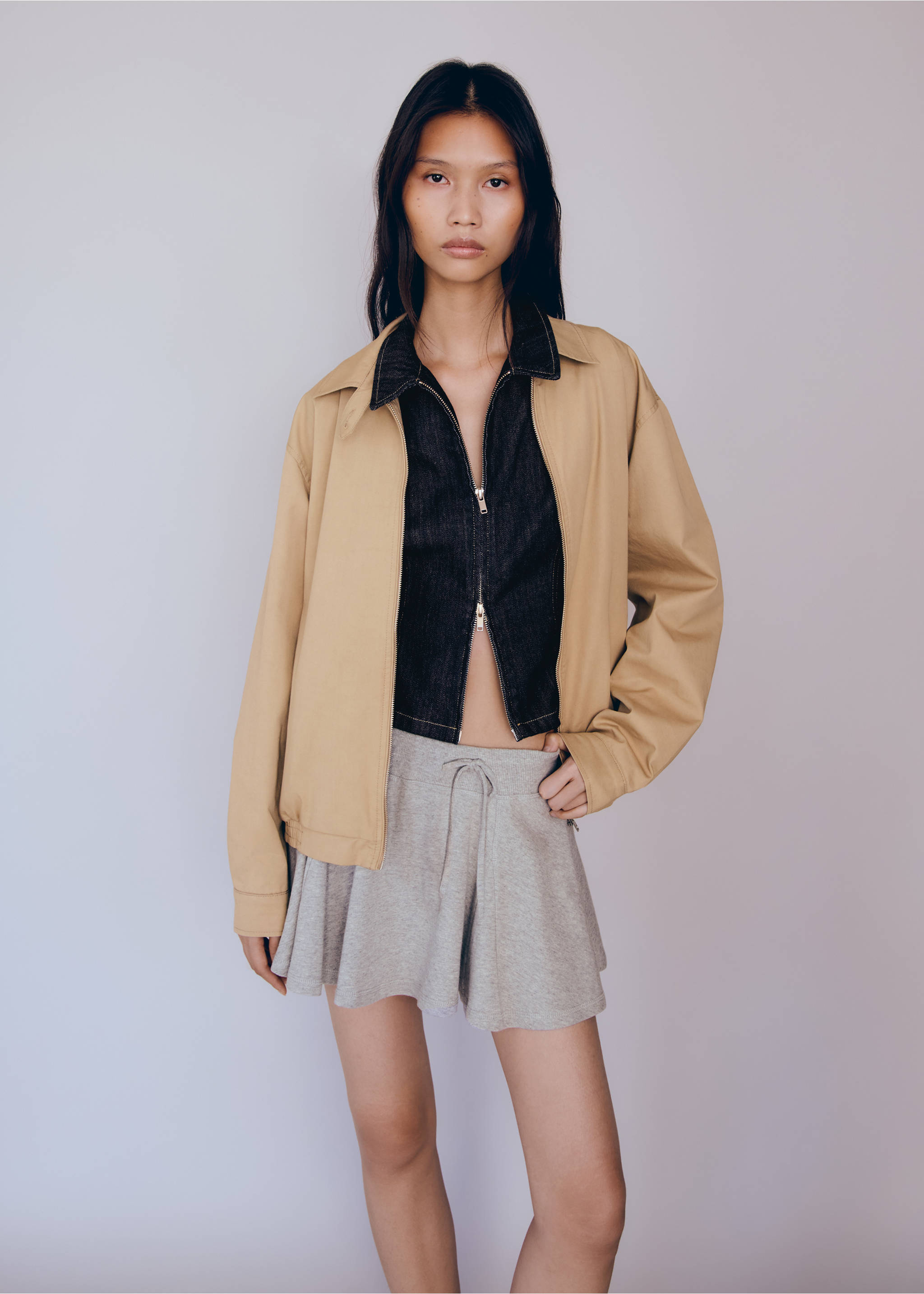 Short skirt with bow - Medium plane, Light Heather Grey. Ref: 77096348-00.