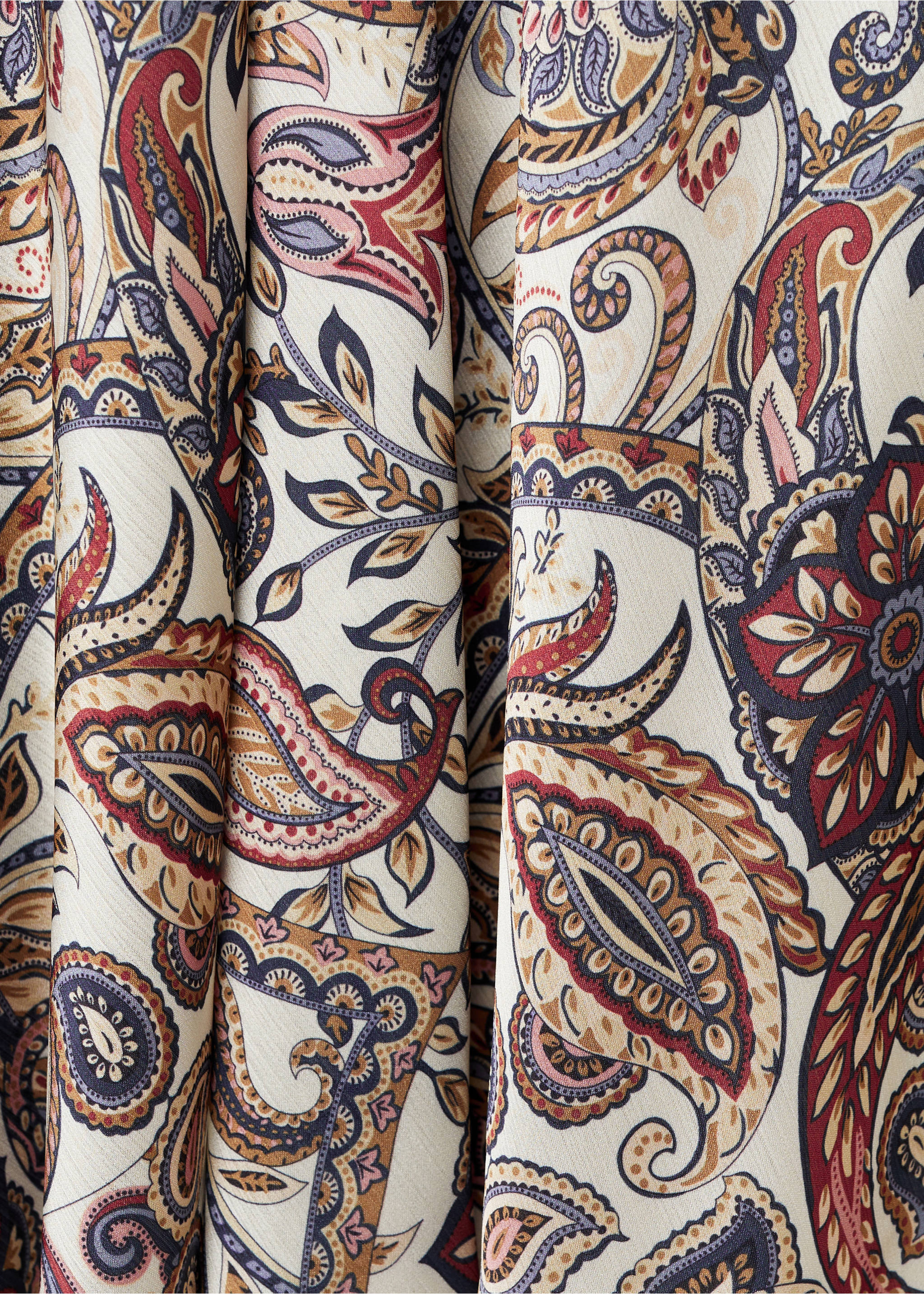 Bedrucktes Kleid mit Taillenband - Detail des Artikels 0, Cremeweiß. Ref: 77096354-00.