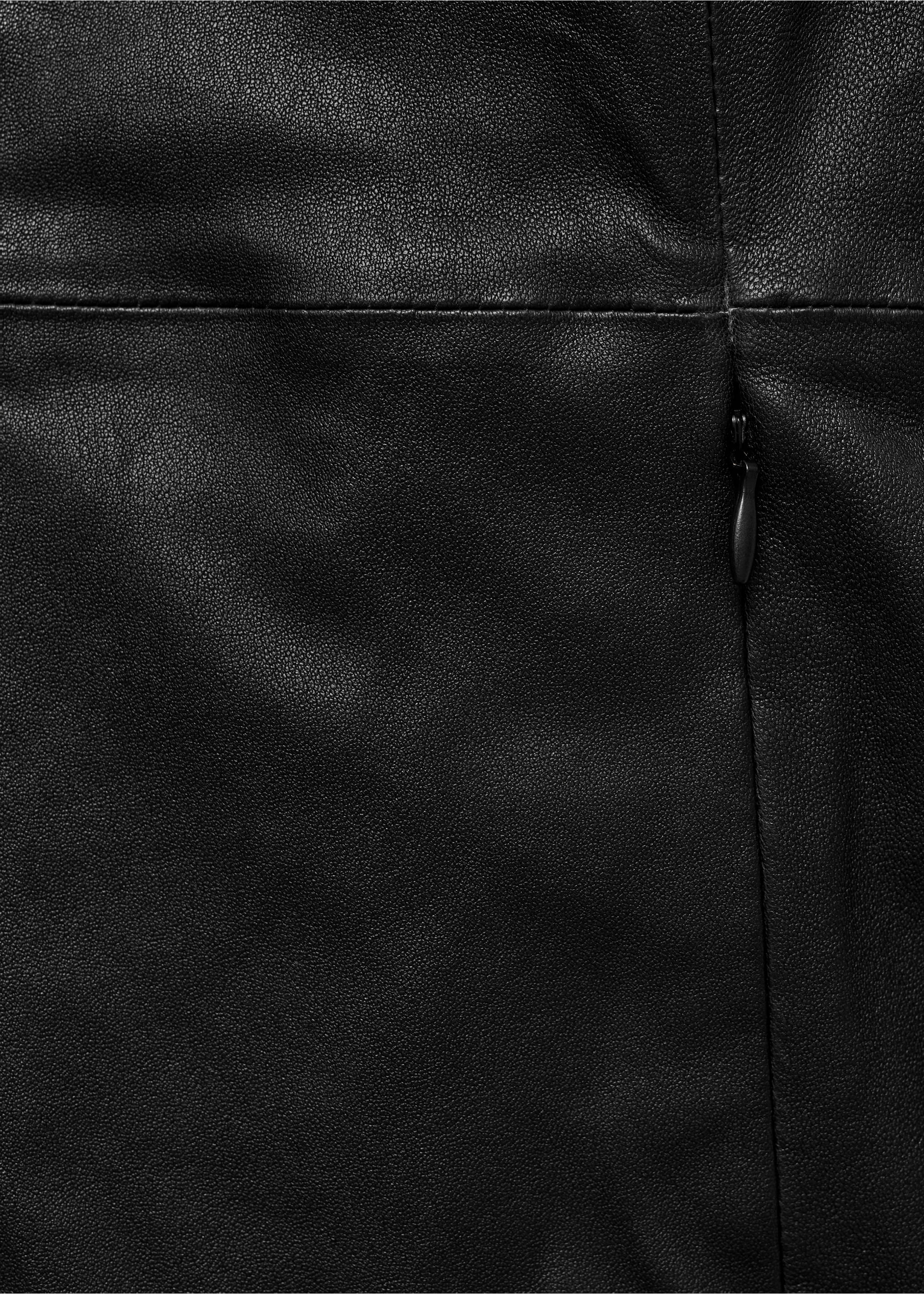 Fitted leather jacket with double zip - Details of the article 0, Black. Ref: 77096355-00.