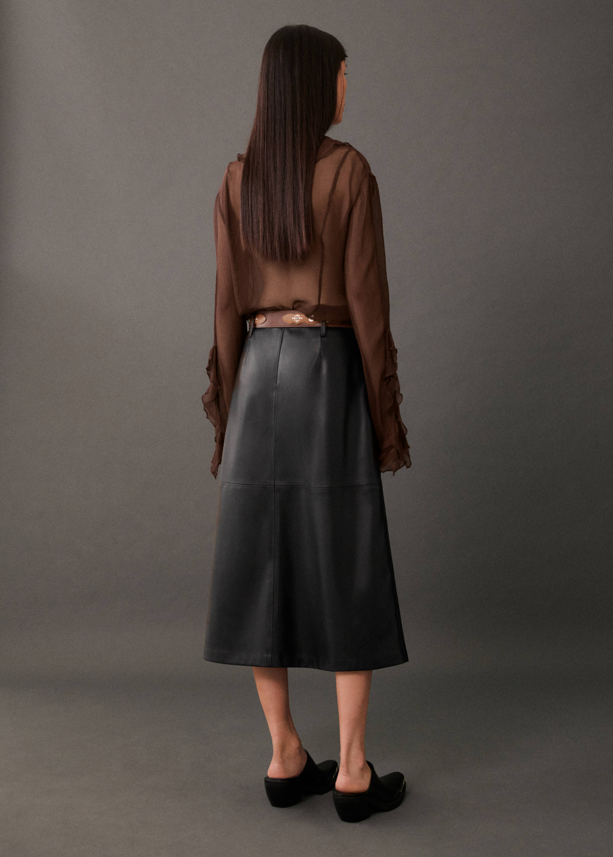Faux-leather midi-skirt - Reverse of the article