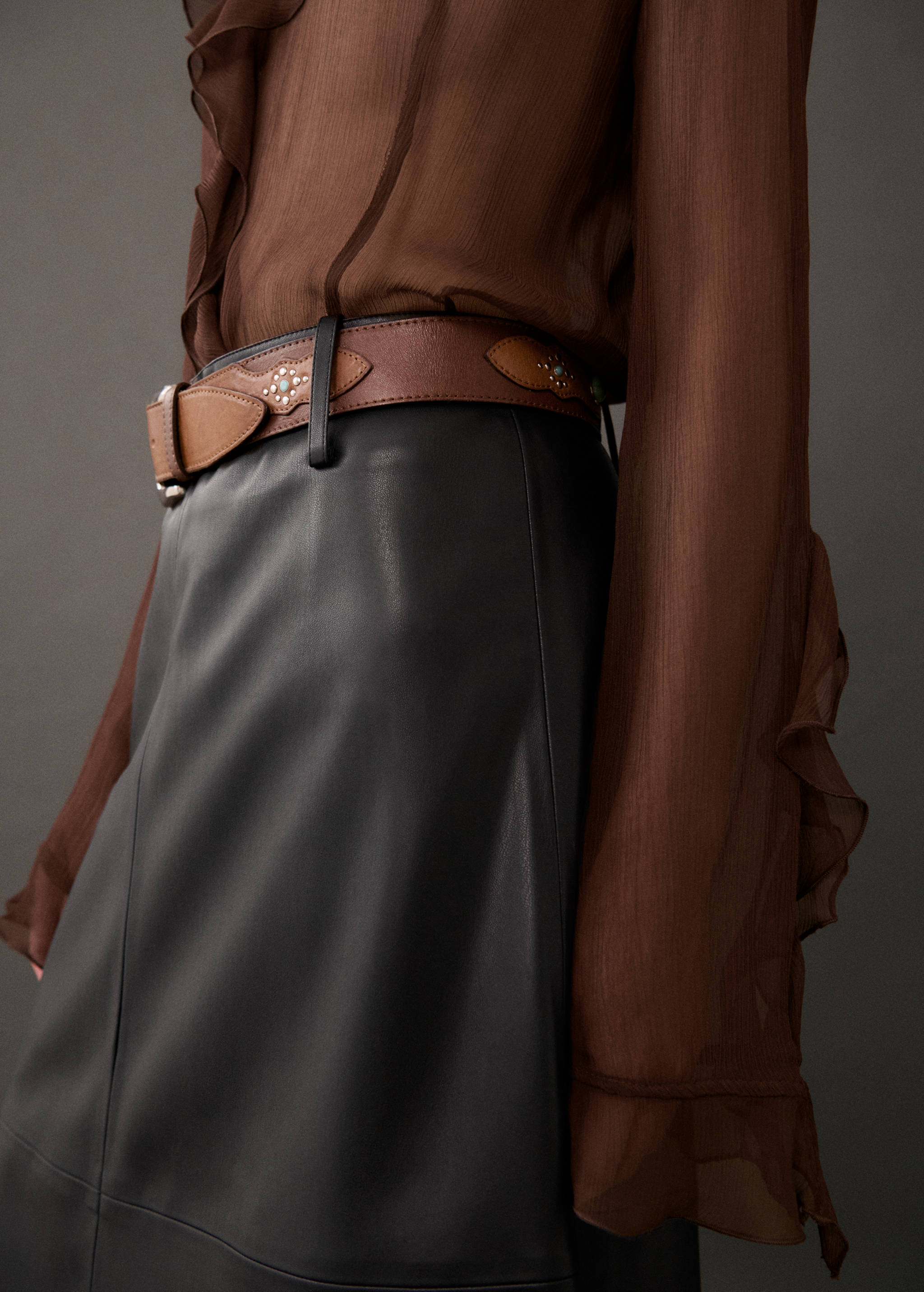 Faux-leather midi-skirt - Details of the article 6